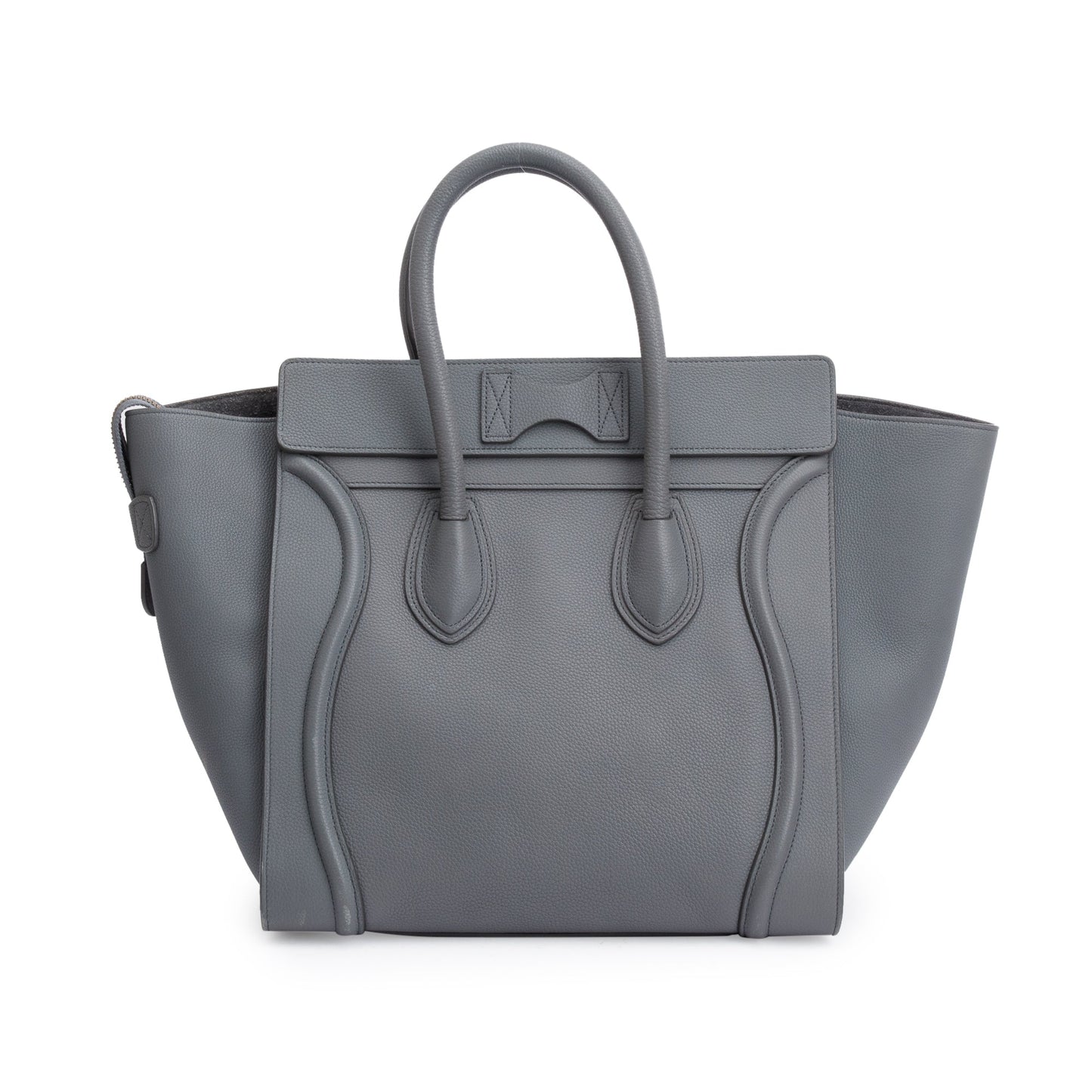 Celine Grey Drummed Calfskin Luggage Tote Handbag Leather Mini Tote Bag