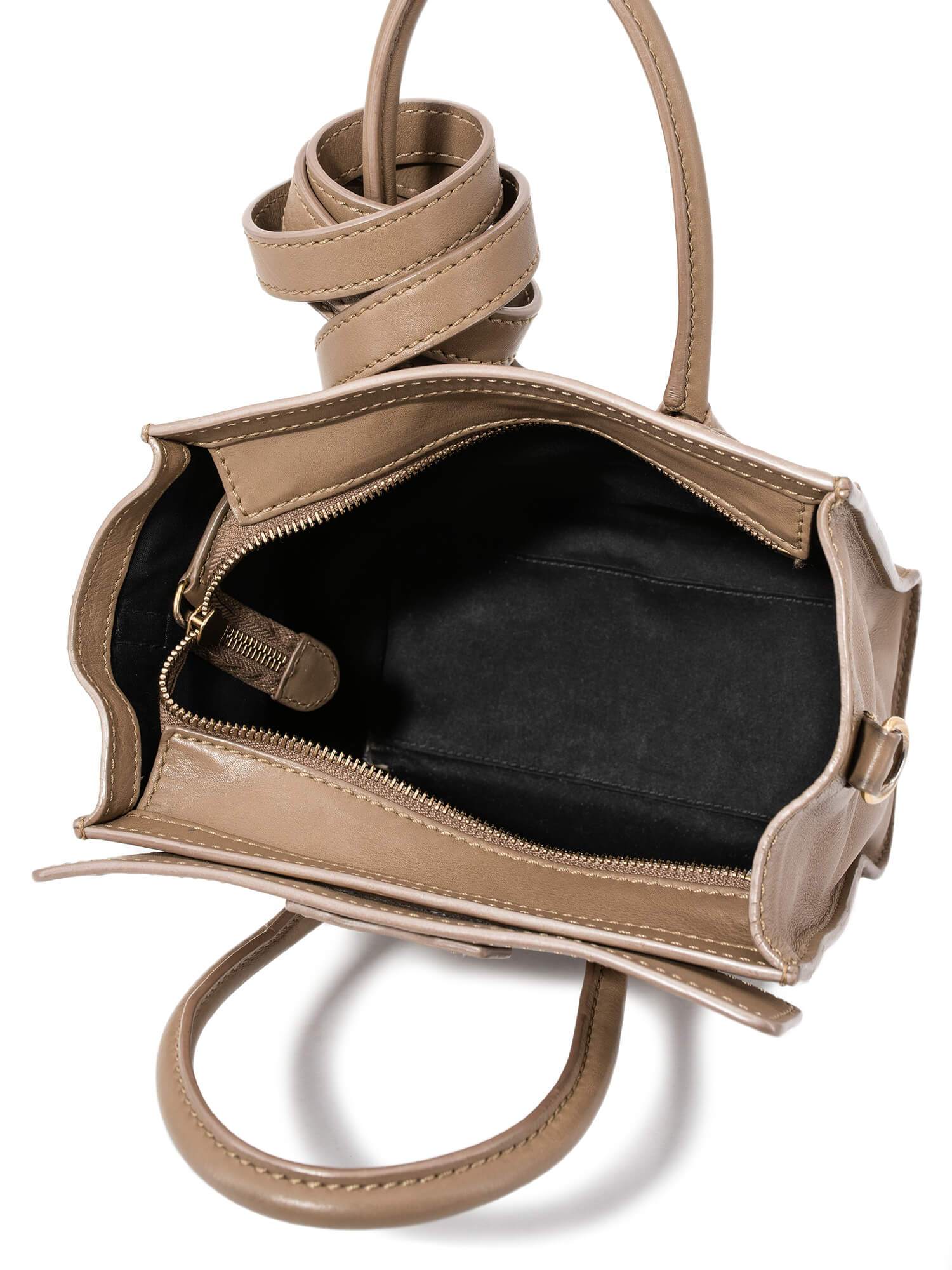 Luxury Nano Luggage Bag Taupe Leather Travel Bag
