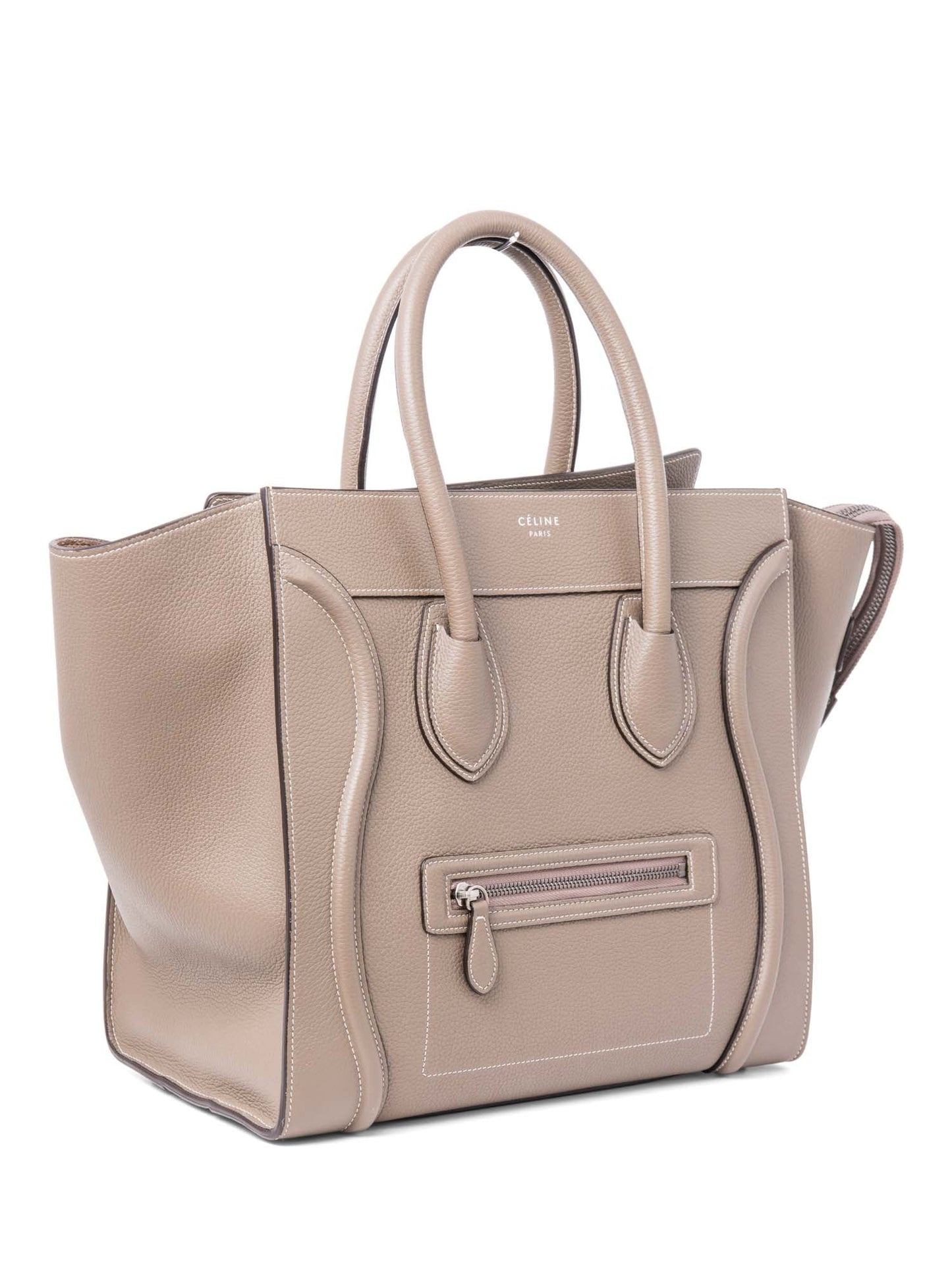 Luxury Luggage Tote Bag Taupe Leather Mini
