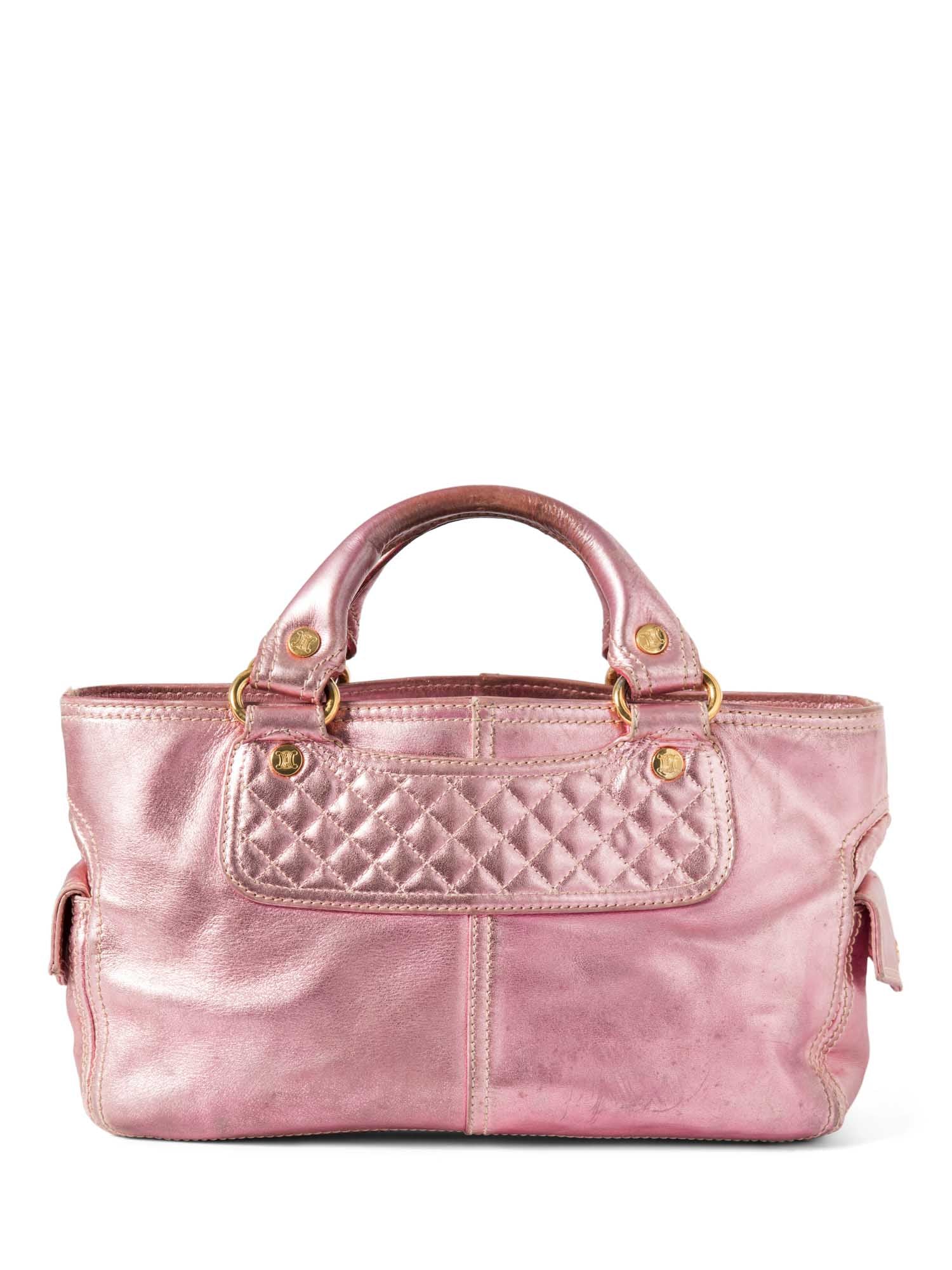 Luxury Logo Shimmer Boogie Bag Leather Pink Travel Bag