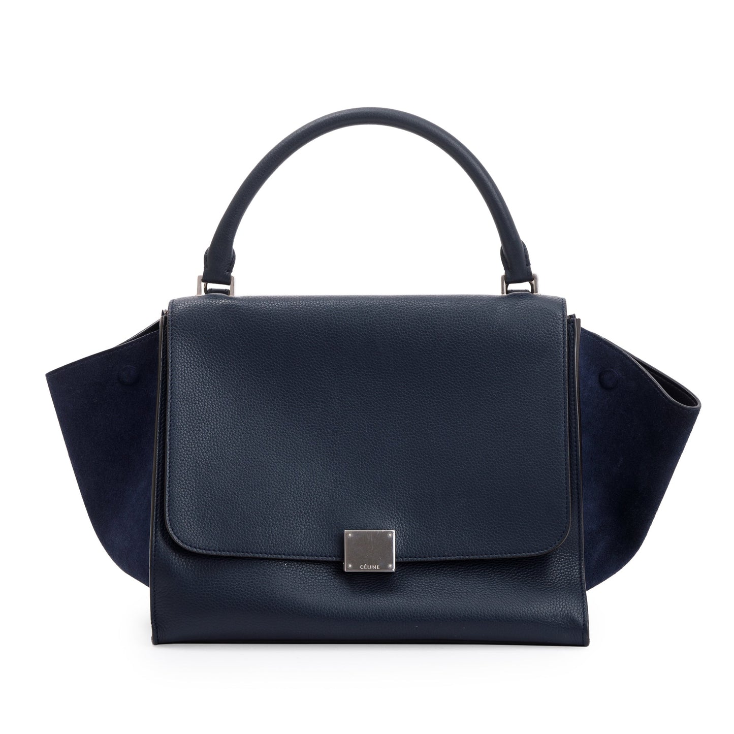 Celine Navy Calfskin Trapeze Bag Leather Suede Travel Bag