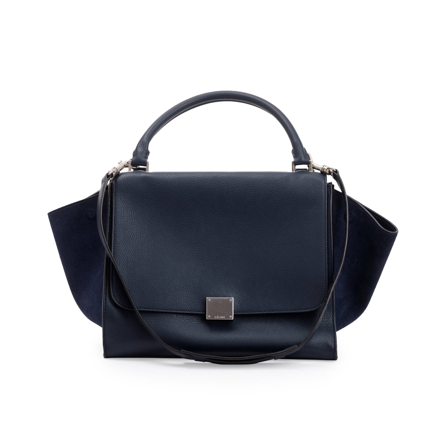 Celine Navy Calfskin Trapeze Bag Leather Suede Travel Bag