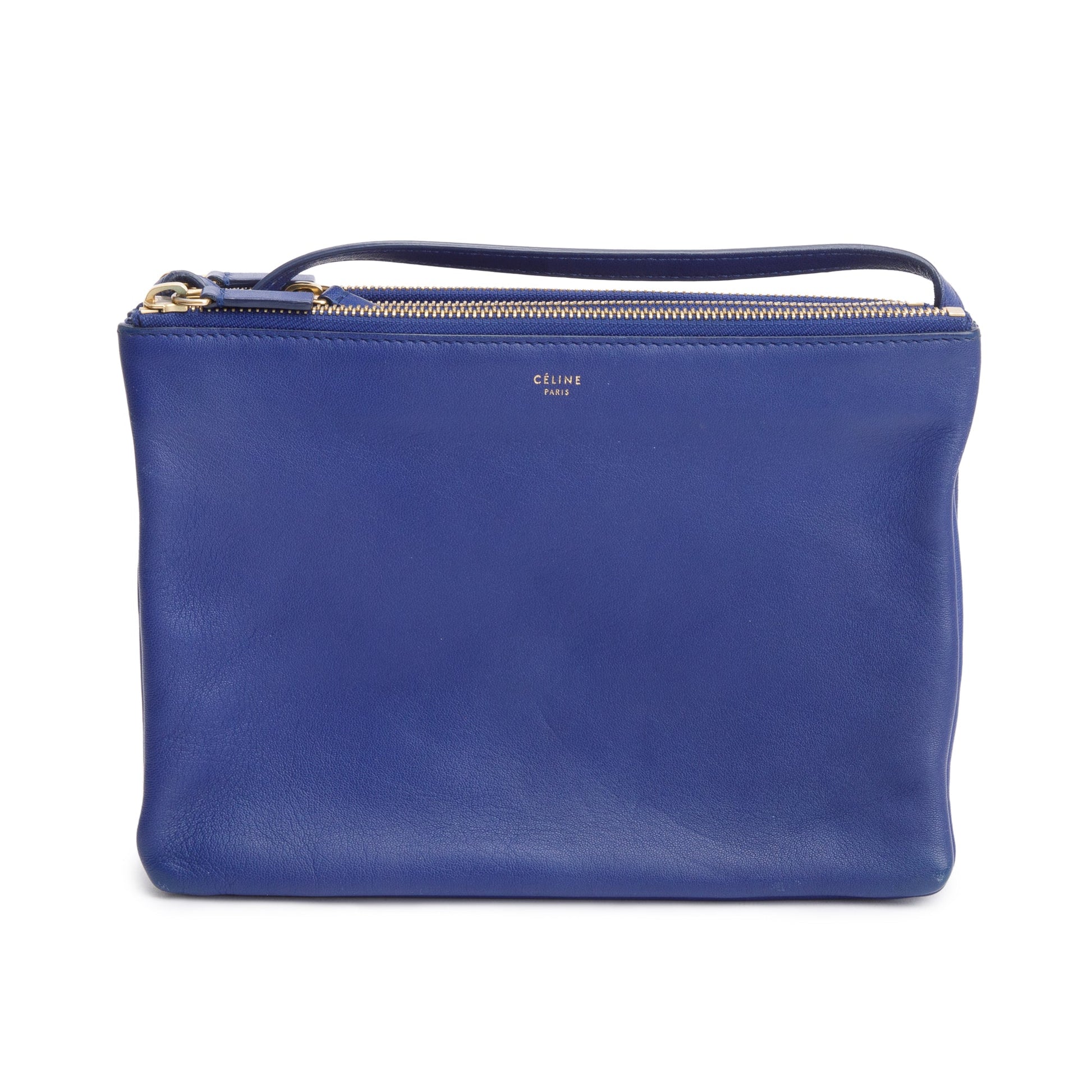Celine Navy Calfskin Trio Crossbody Bag Leather Blue