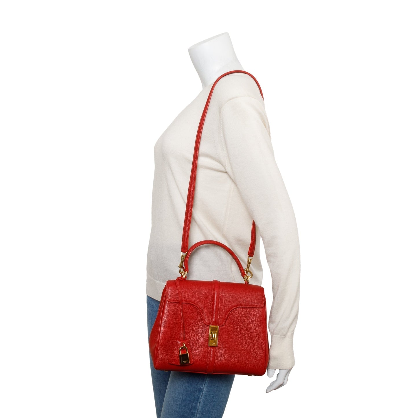 Celine Calfskin Bag Leather Red Travel Bag
