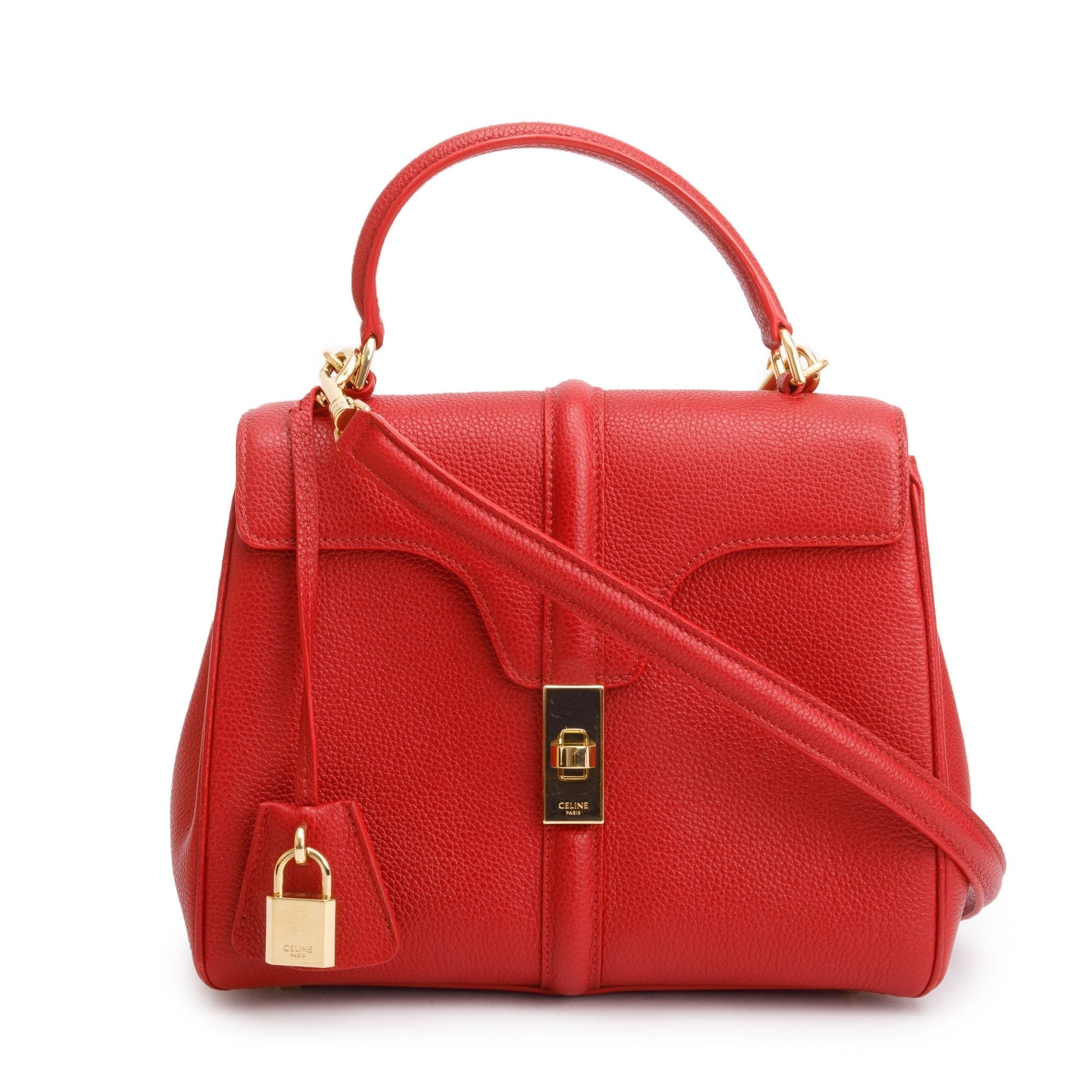 Celine Calfskin Bag Leather Red Travel Bag