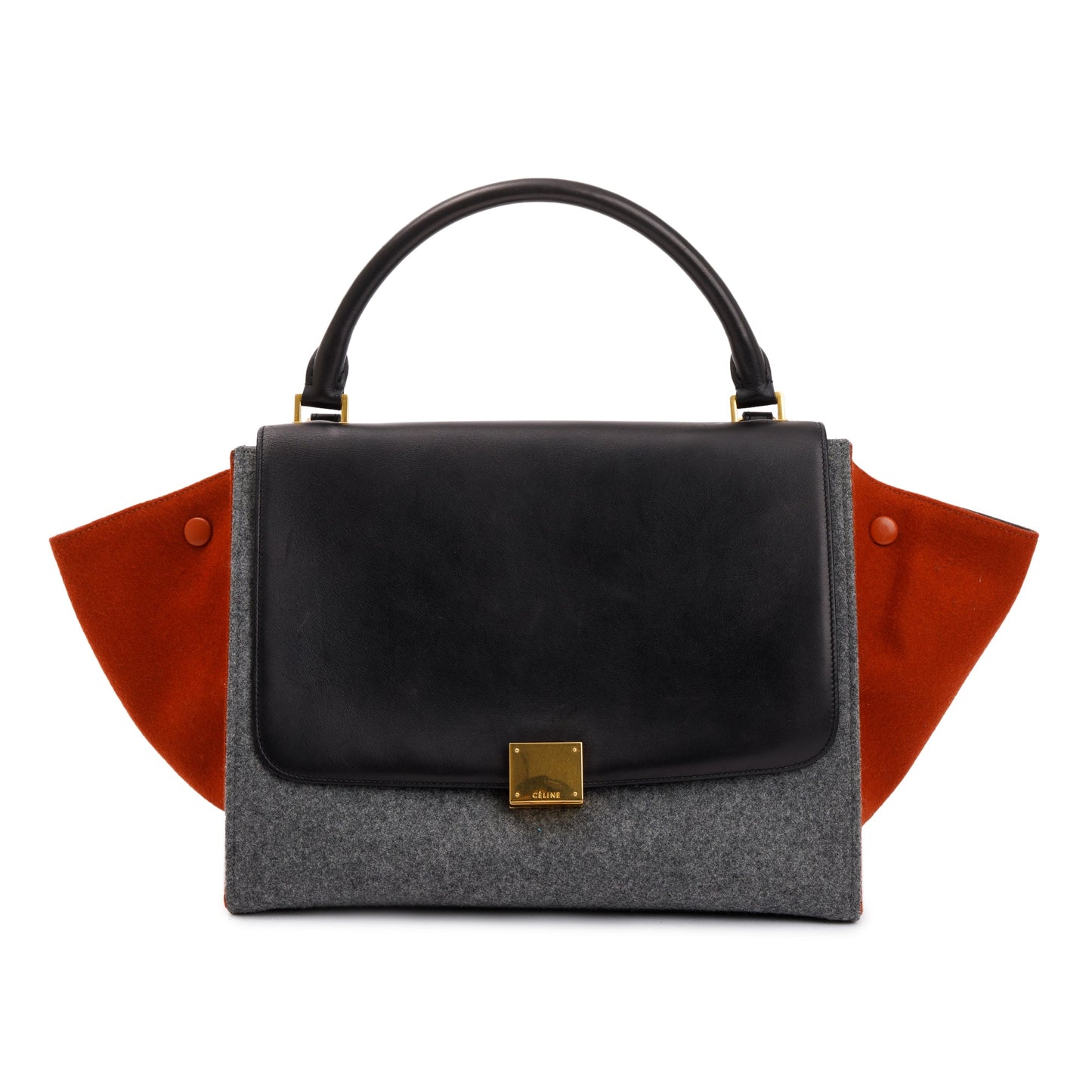 Celine Tricolor Calfskin And Felt Trapeze Bag Leather Medium Travel Bag