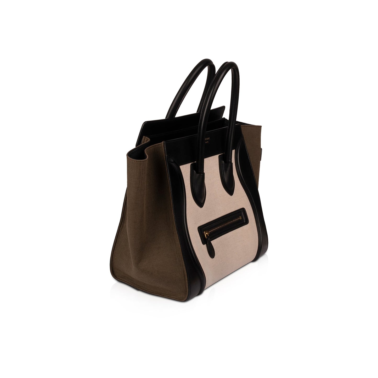 Celine Tricolour & Luggage Tote Handbag Leather Canvas Tote Bag