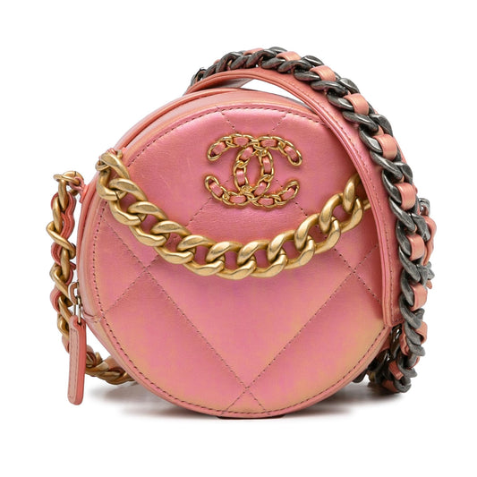 Chanel 19 Round Lambskin SHG-62C0pv Clutch Bag