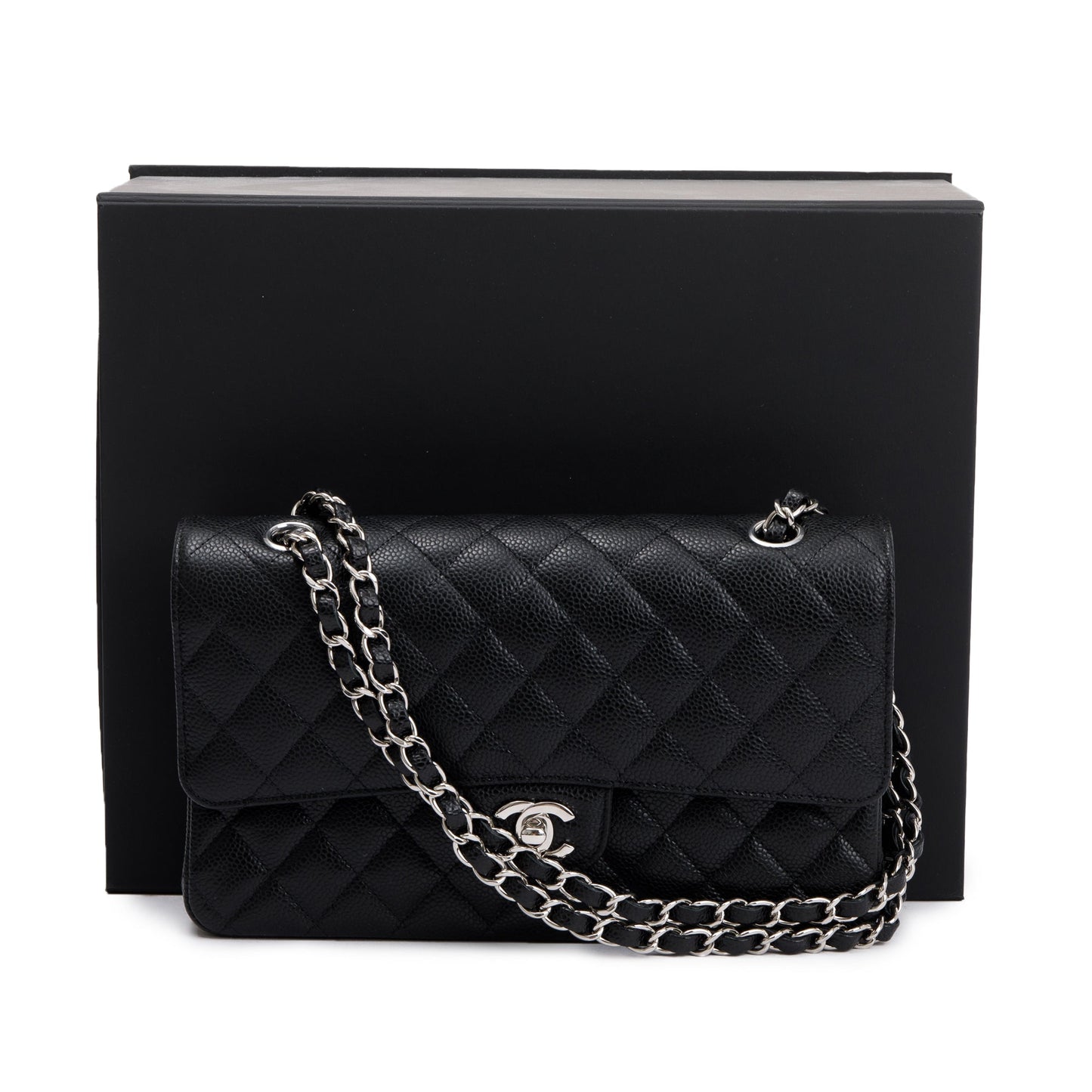 Chanel Caviar Classic Double Flap Leather Black Travel Bag 4
