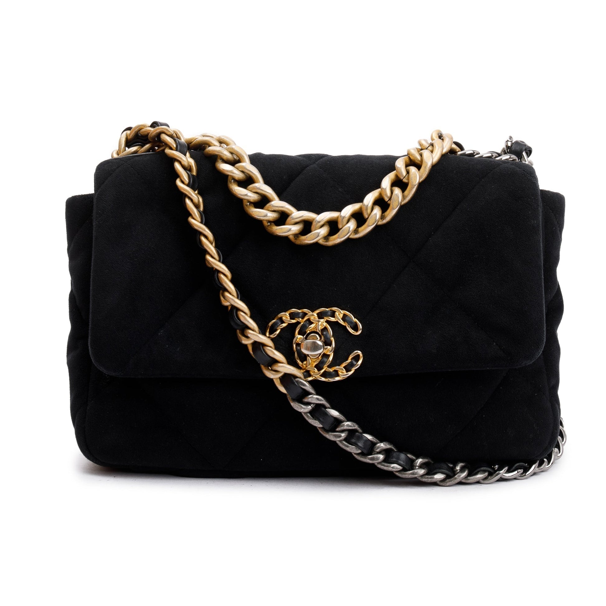 Louis Vuitton Chanel Velvet 19 Flap Black Travel Bag