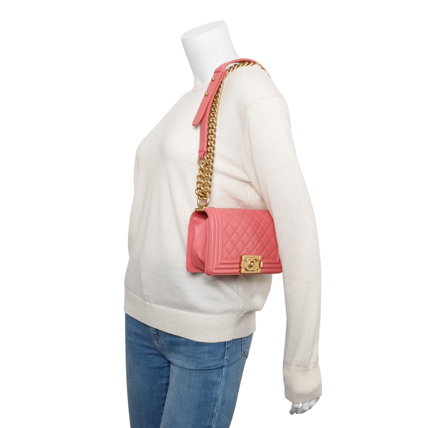 Chanel Boy Leather Lambskin Pink Travel Bag