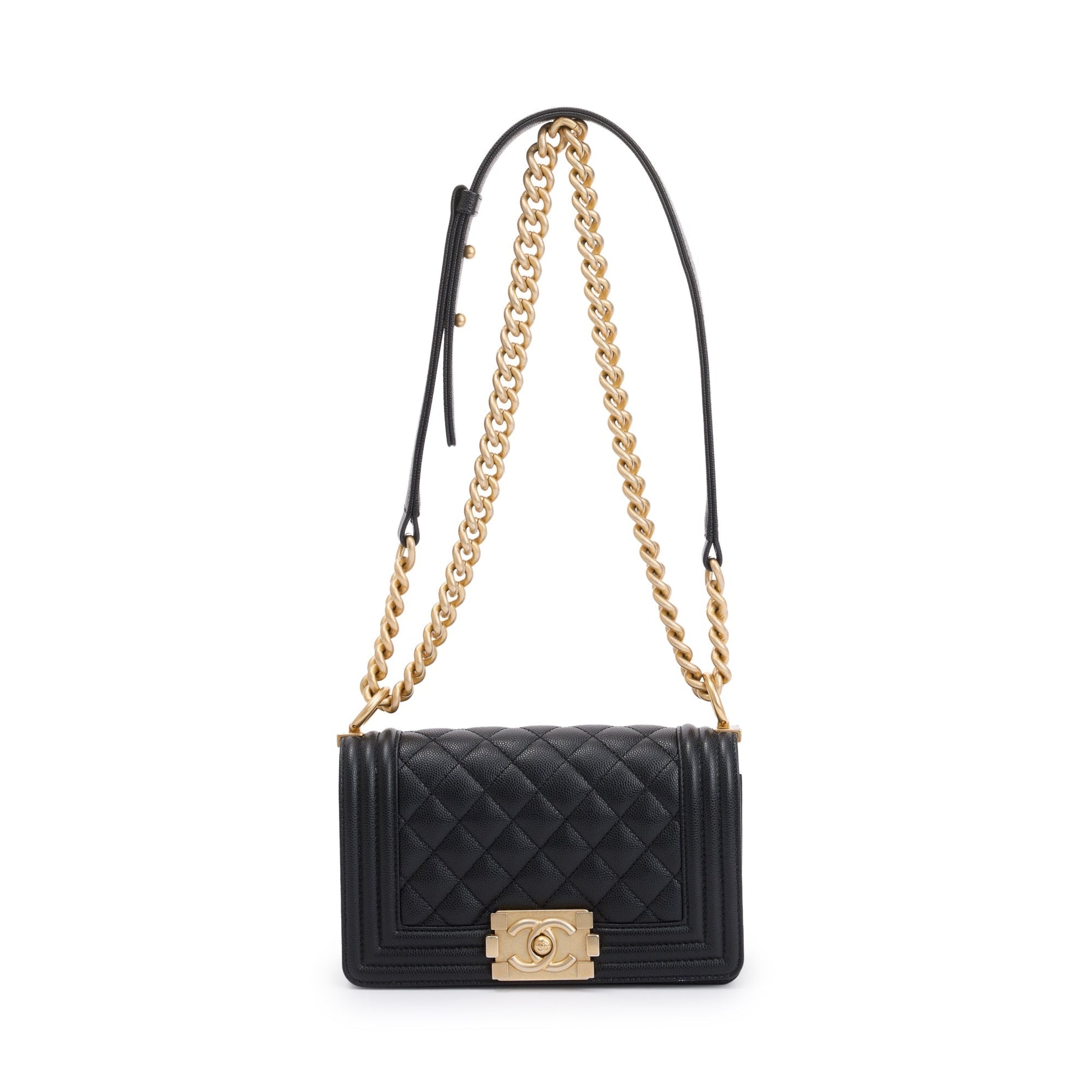 Chanel Caviar Boy Leather Black Travel Bag Boy Bag
