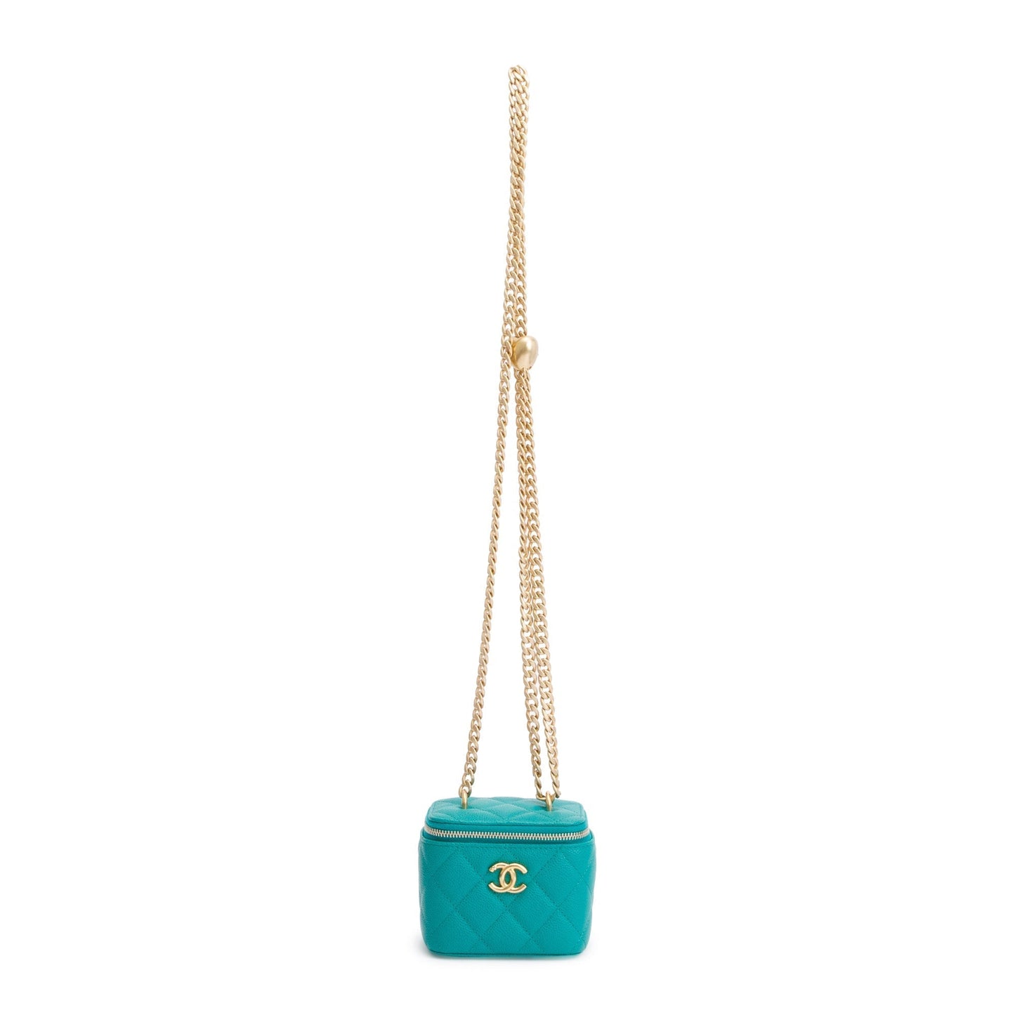 Chanel Caviar Heart Crush Vanity Leather Green Travel Bag