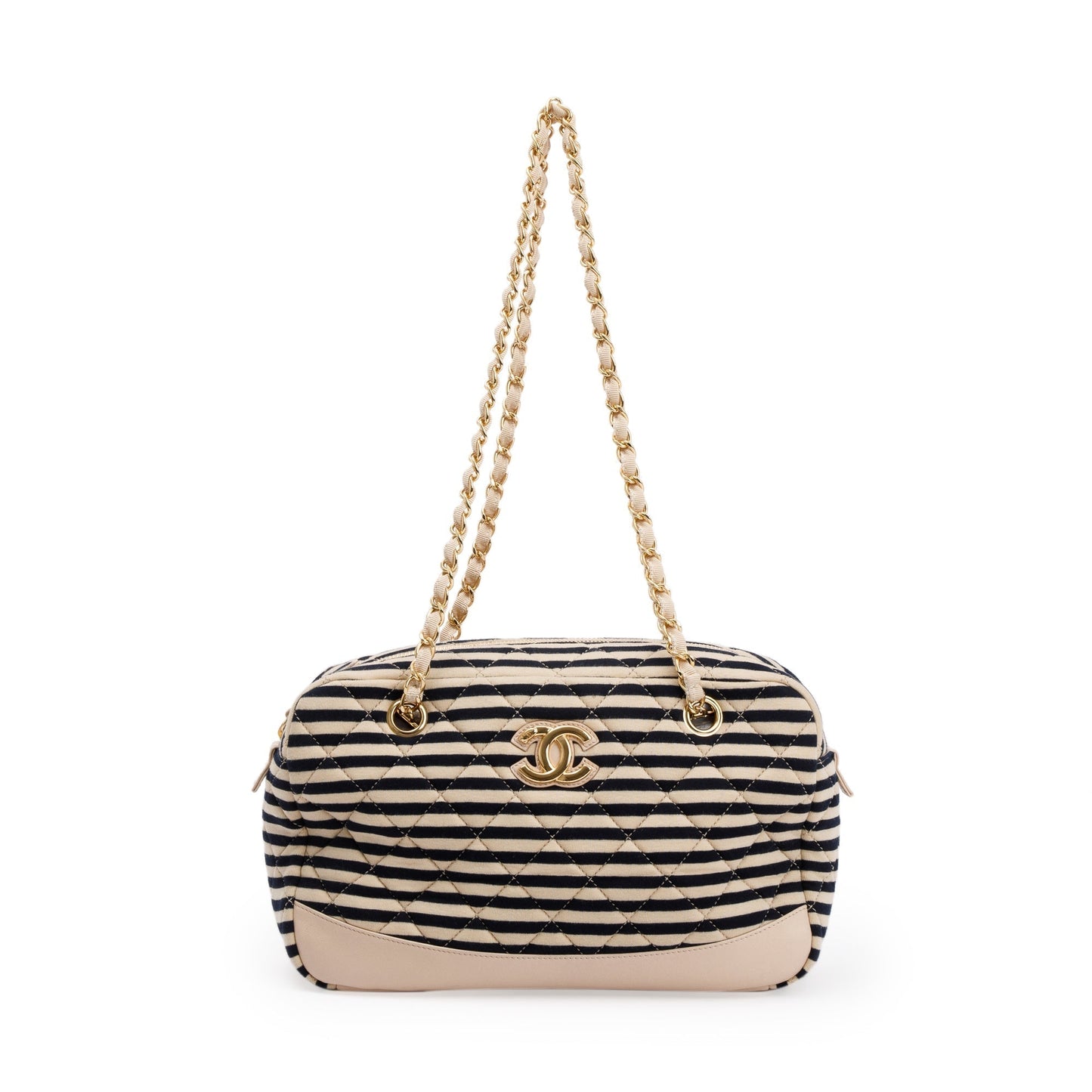 Chanel & Quilted Jersey Coco Sailor Black Beige Travel Bag