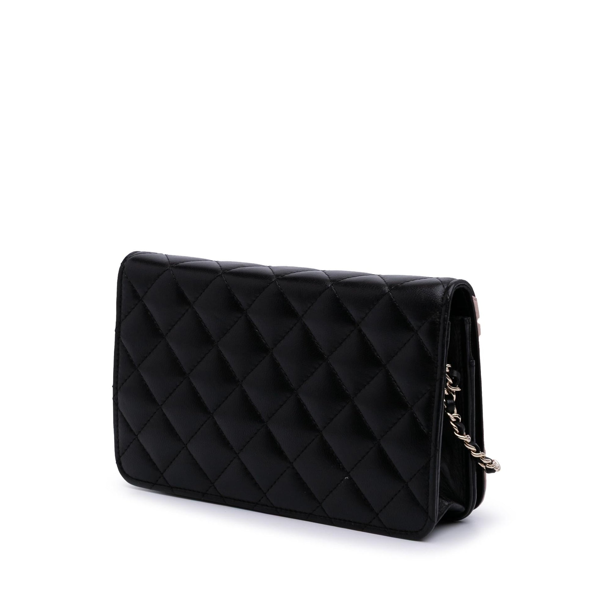Chanel Bicolor Quilted Lambskin Camellia on Wallet Case