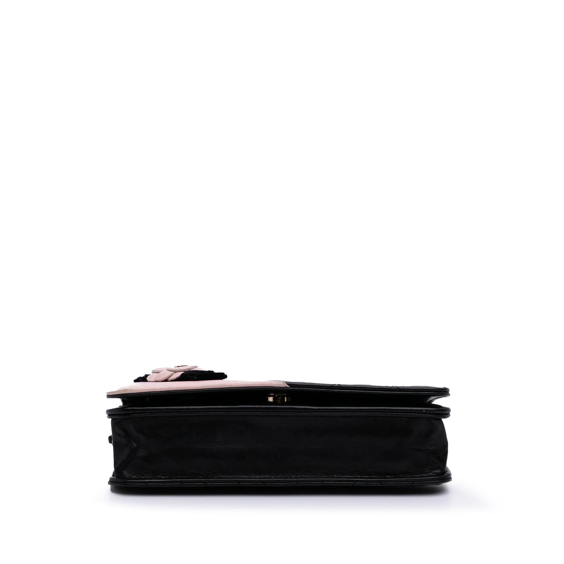 Chanel Bicolor Quilted Lambskin Camellia on Wallet Case Chain 1