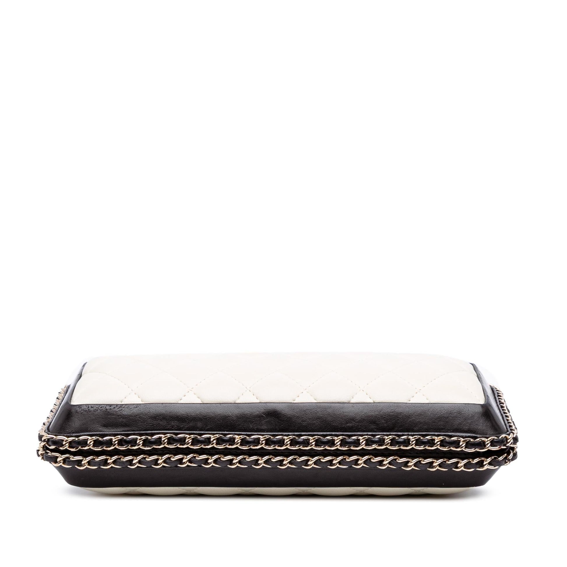 Chanel Bicolor Quilted Lambskin Around Clutch Bag