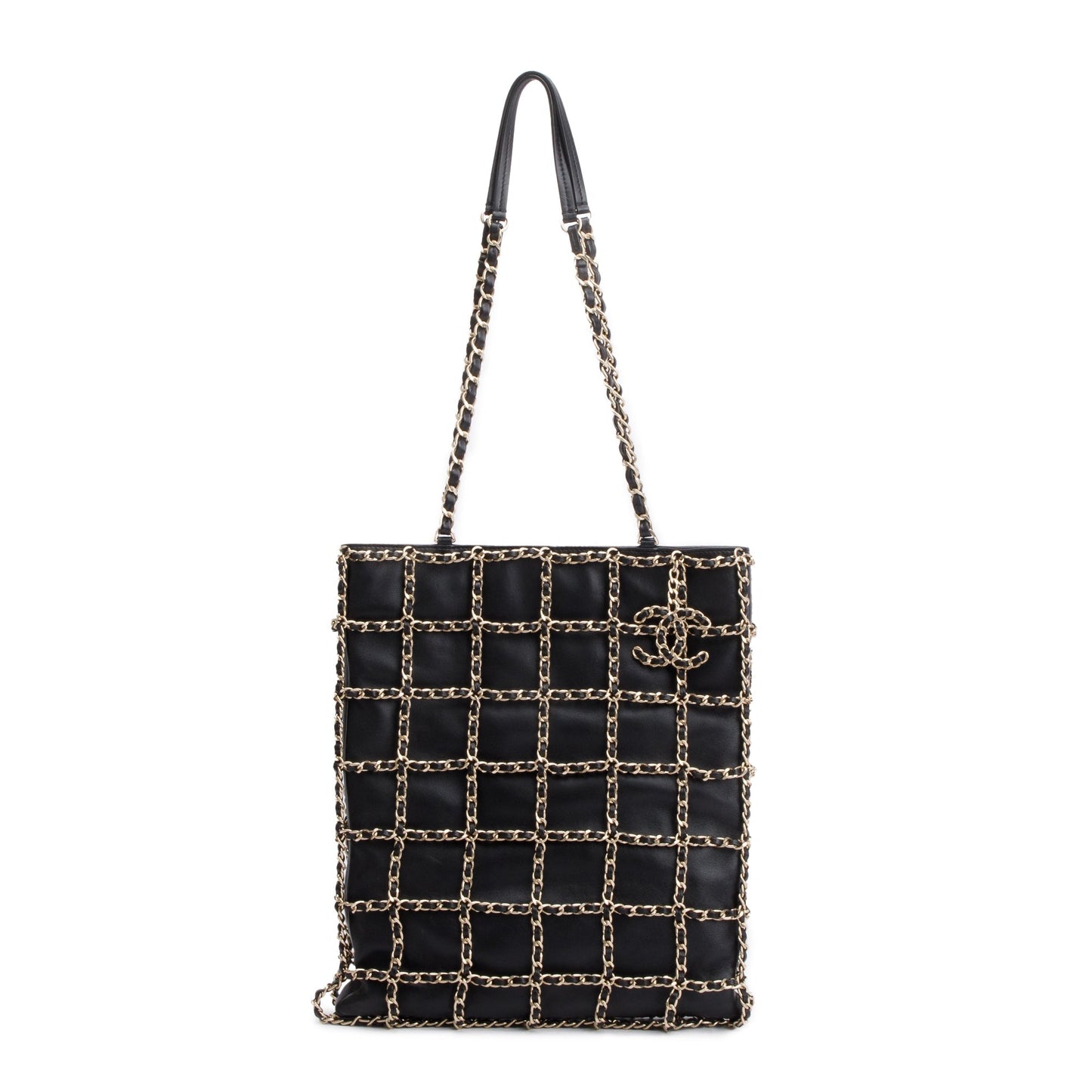 Chanel Cage Shopping Leather Calfskin Black Travel Bag