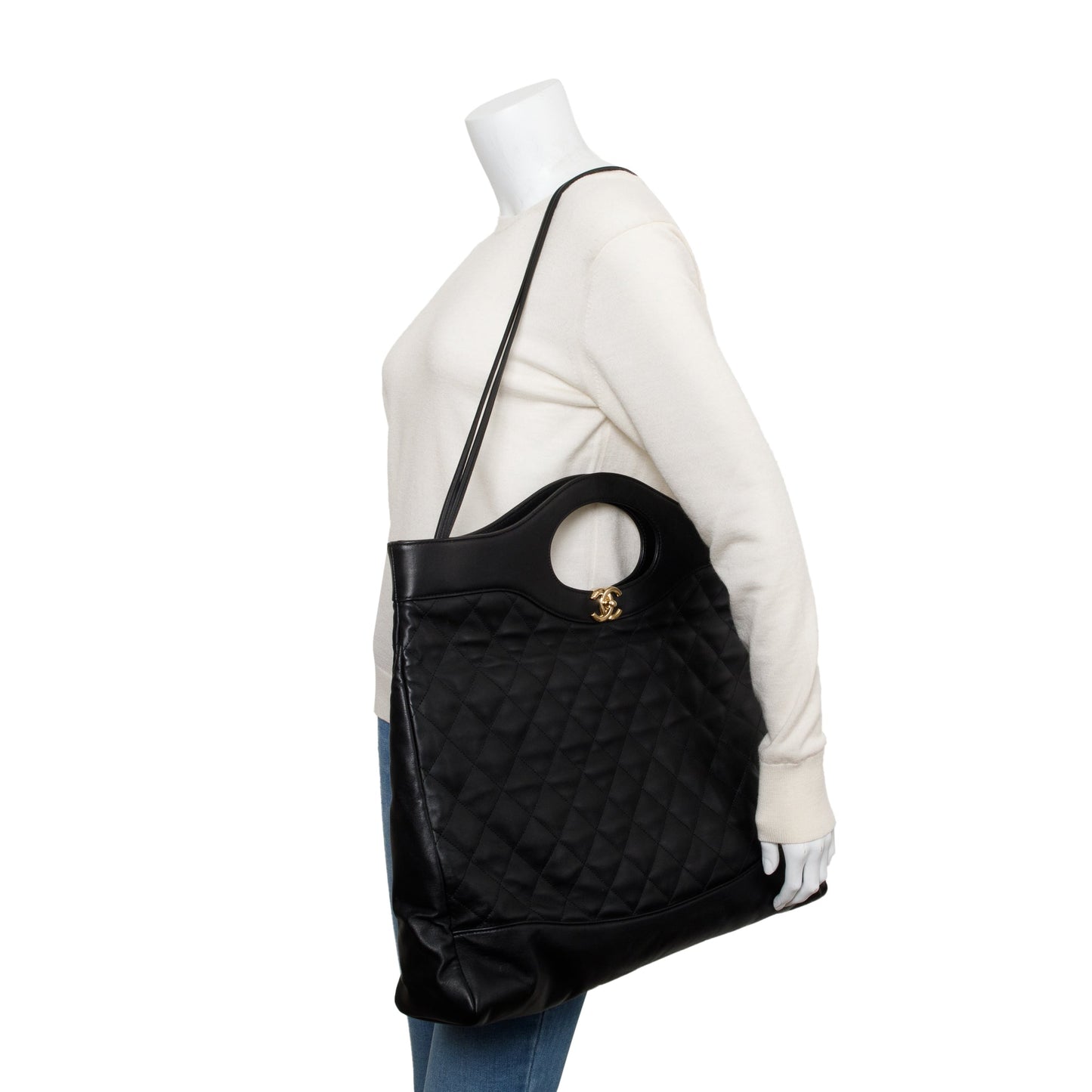 Chanel 31 Shopping Leather Calfskin Black Travel Bag