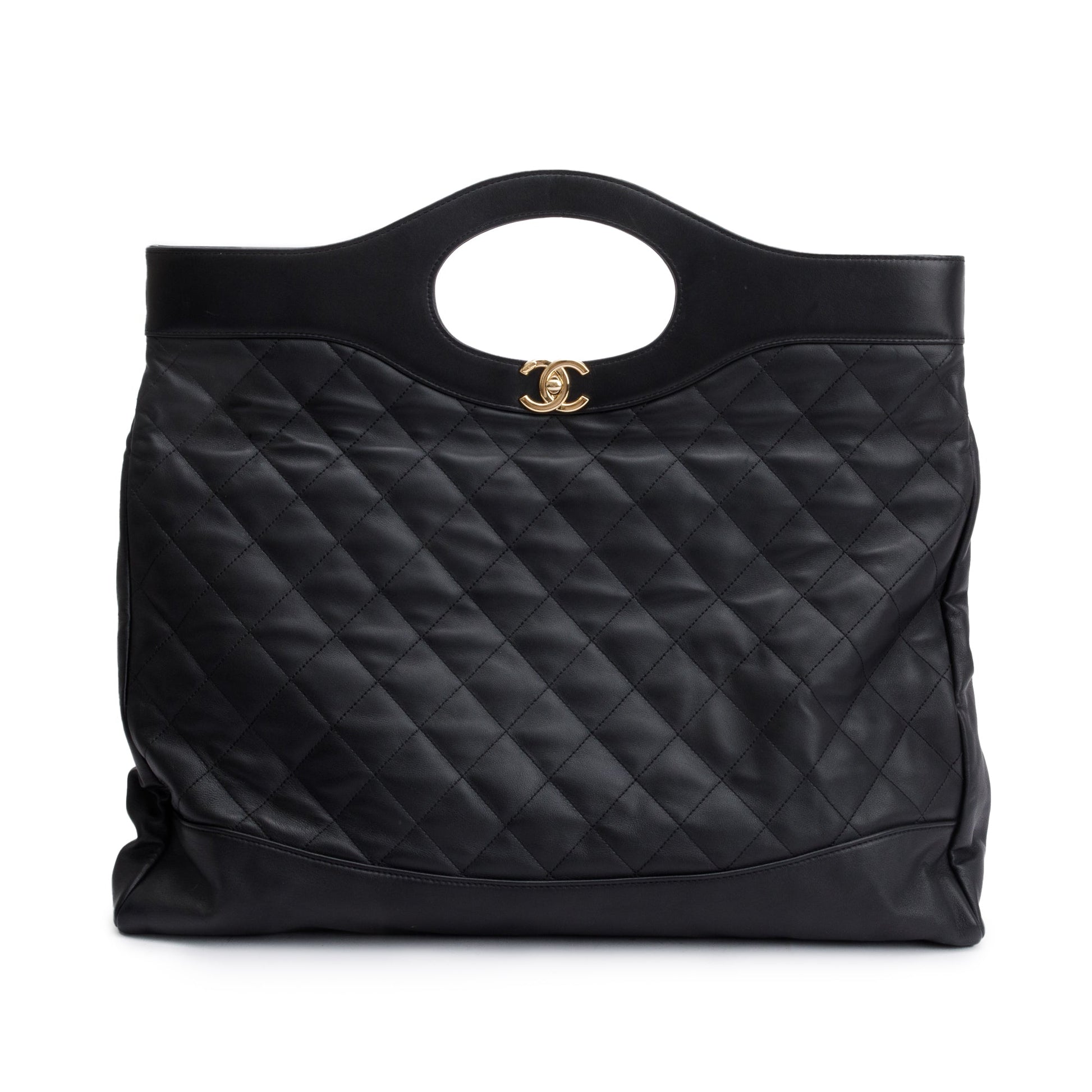 Chanel 31 Shopping Leather Calfskin Black Travel Bag Authenticity Card