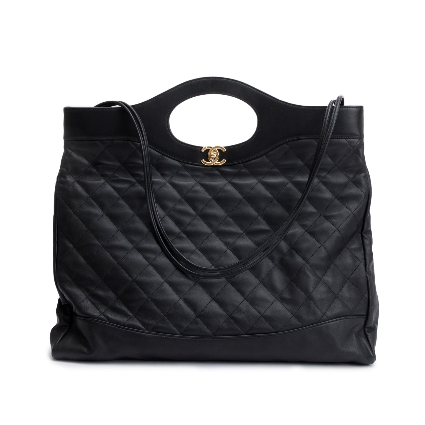 Chanel 31 Shopping Leather Calfskin Black Travel Bag Authenticity Card