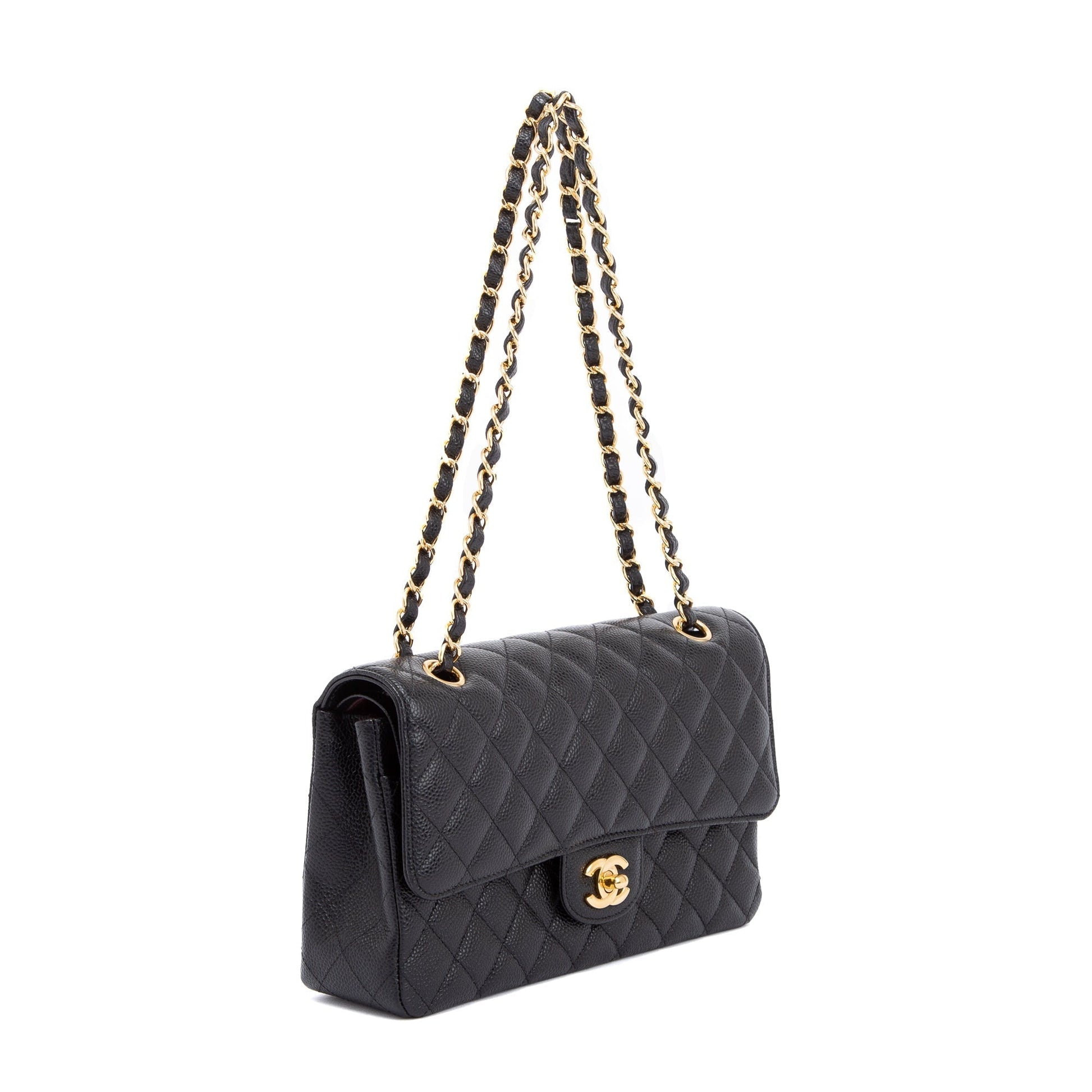 Chanel Caviar Classic Double Flap Black Travel Bag 5