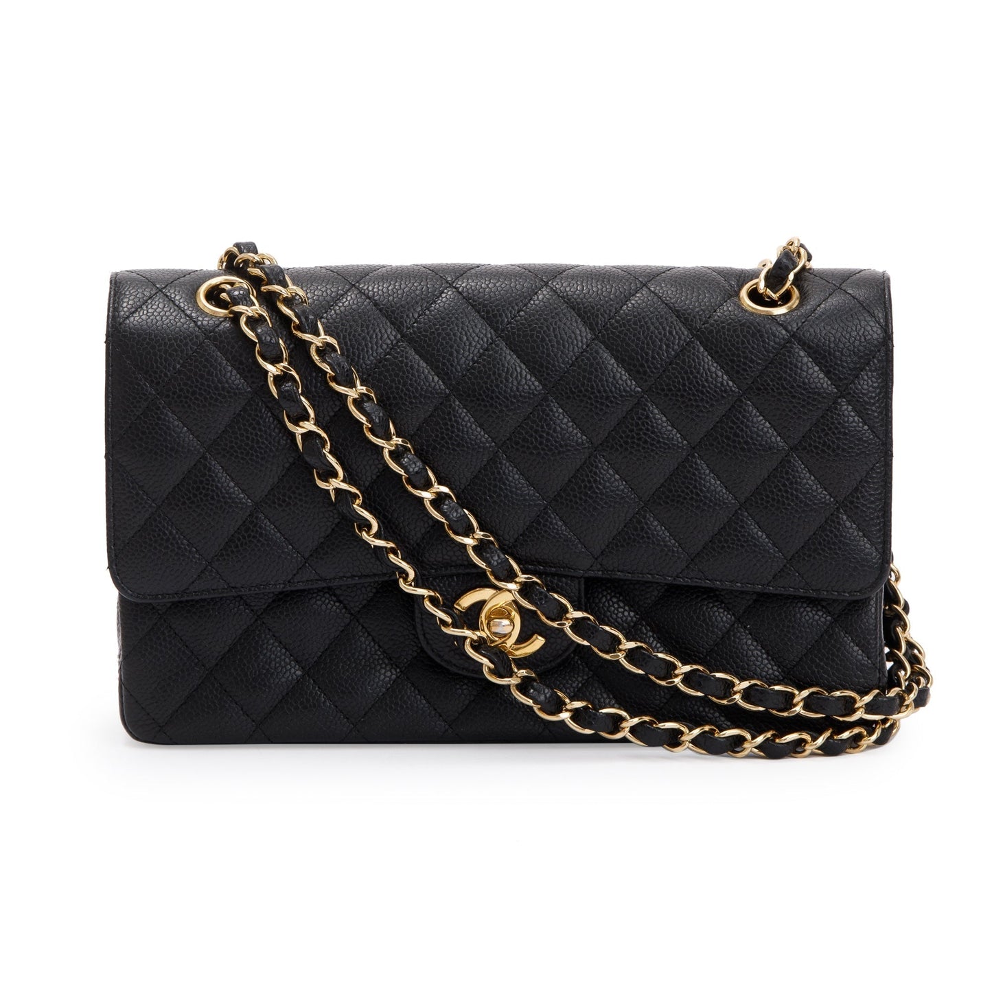 Chanel Caviar Classic Double Flap Black Travel Bag 7