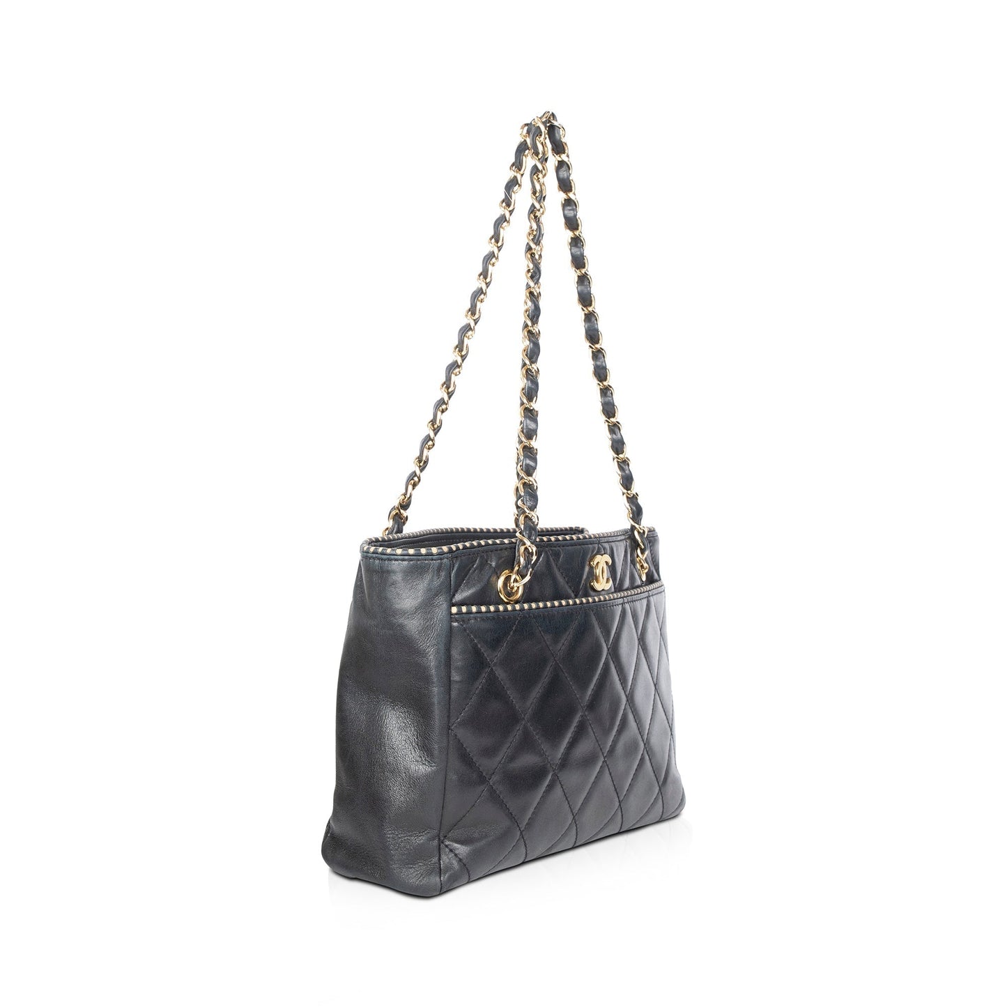 Chanel Shopping Leather Black Travel Bag