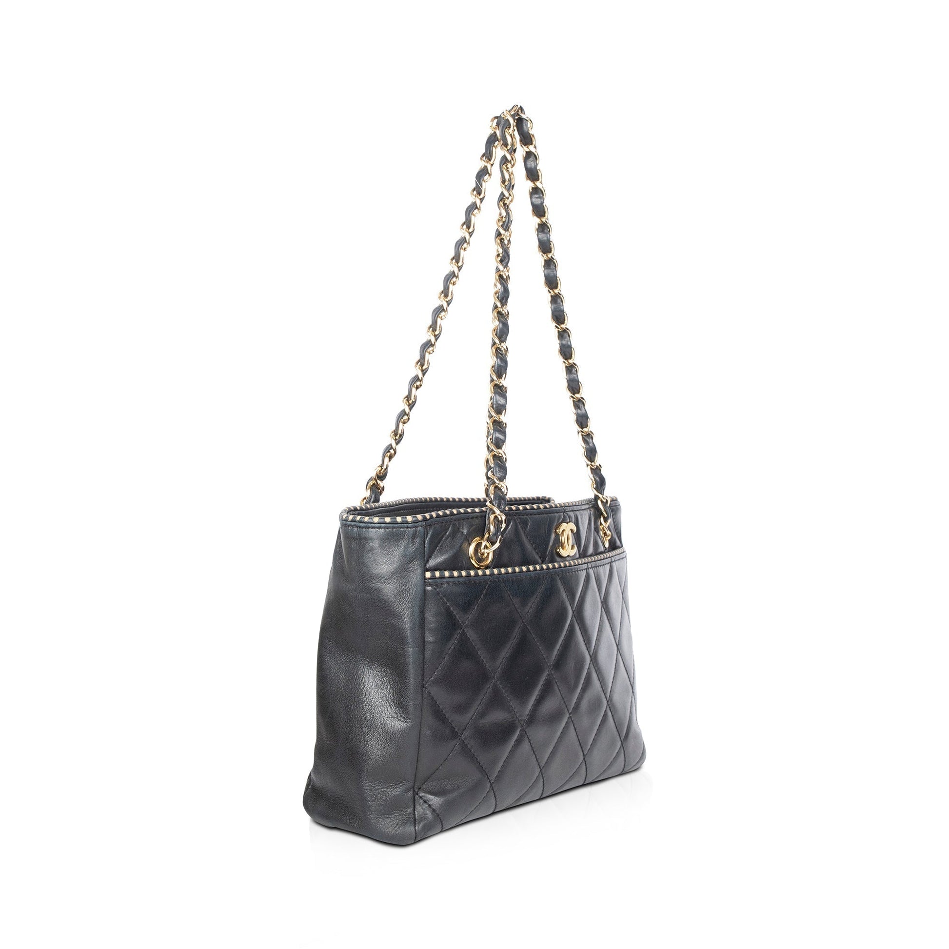Chanel Shopping Leather Black Travel Bag