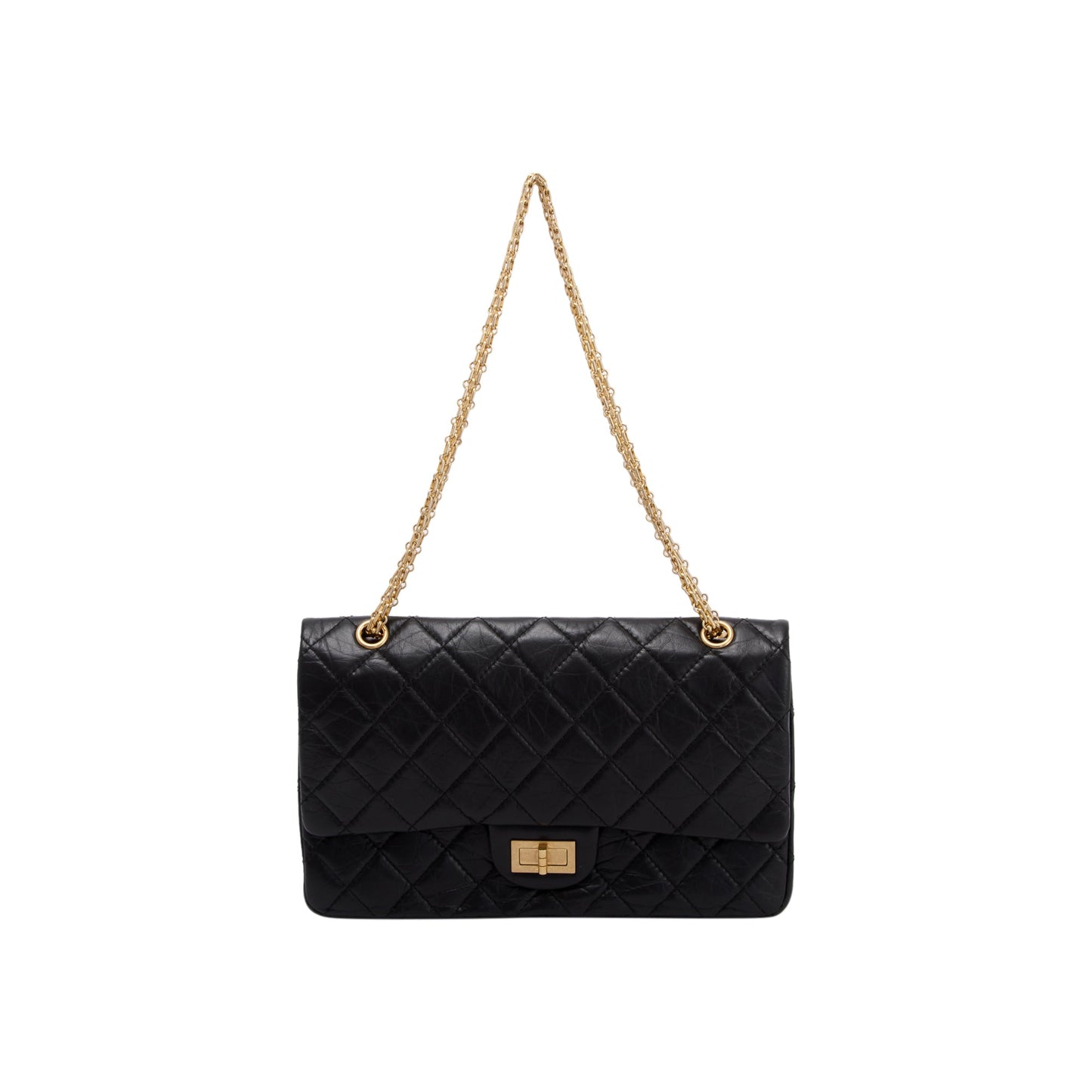 Chanel Quilted 2.55 Reissue 227 Double Leather Calfskin Black Travel Bag