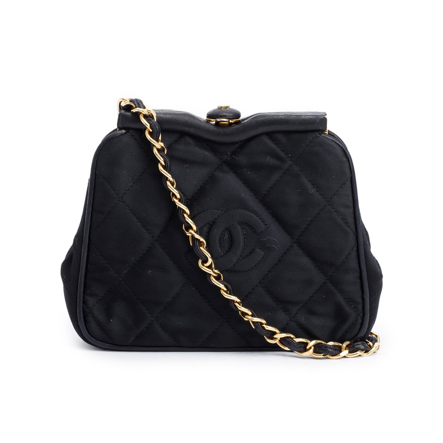 Chanel Quilted Satin Tassel CC Timeless Black Travel Bag