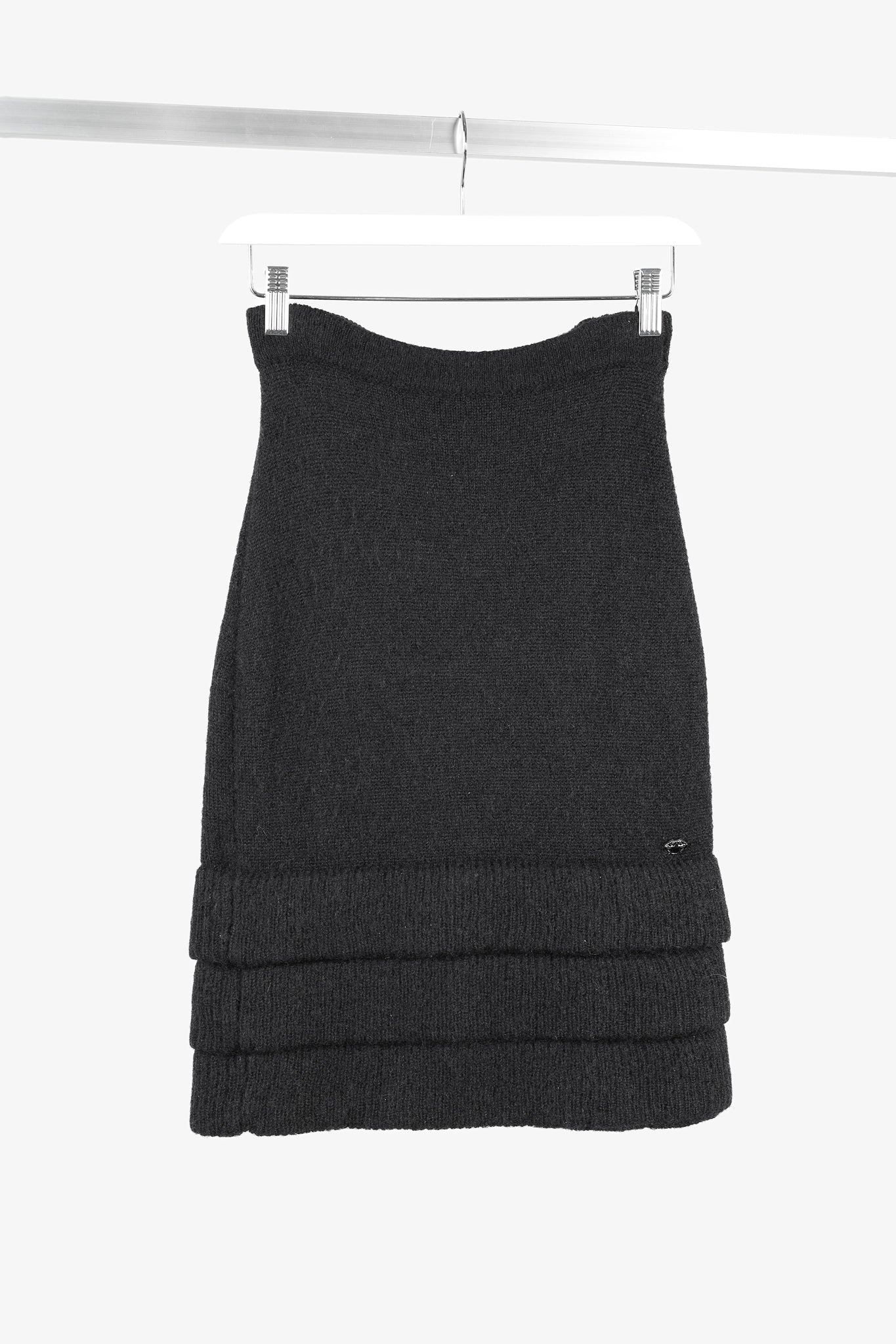 Chanel Black Wool & Mohair Tiered-Hem Skirt