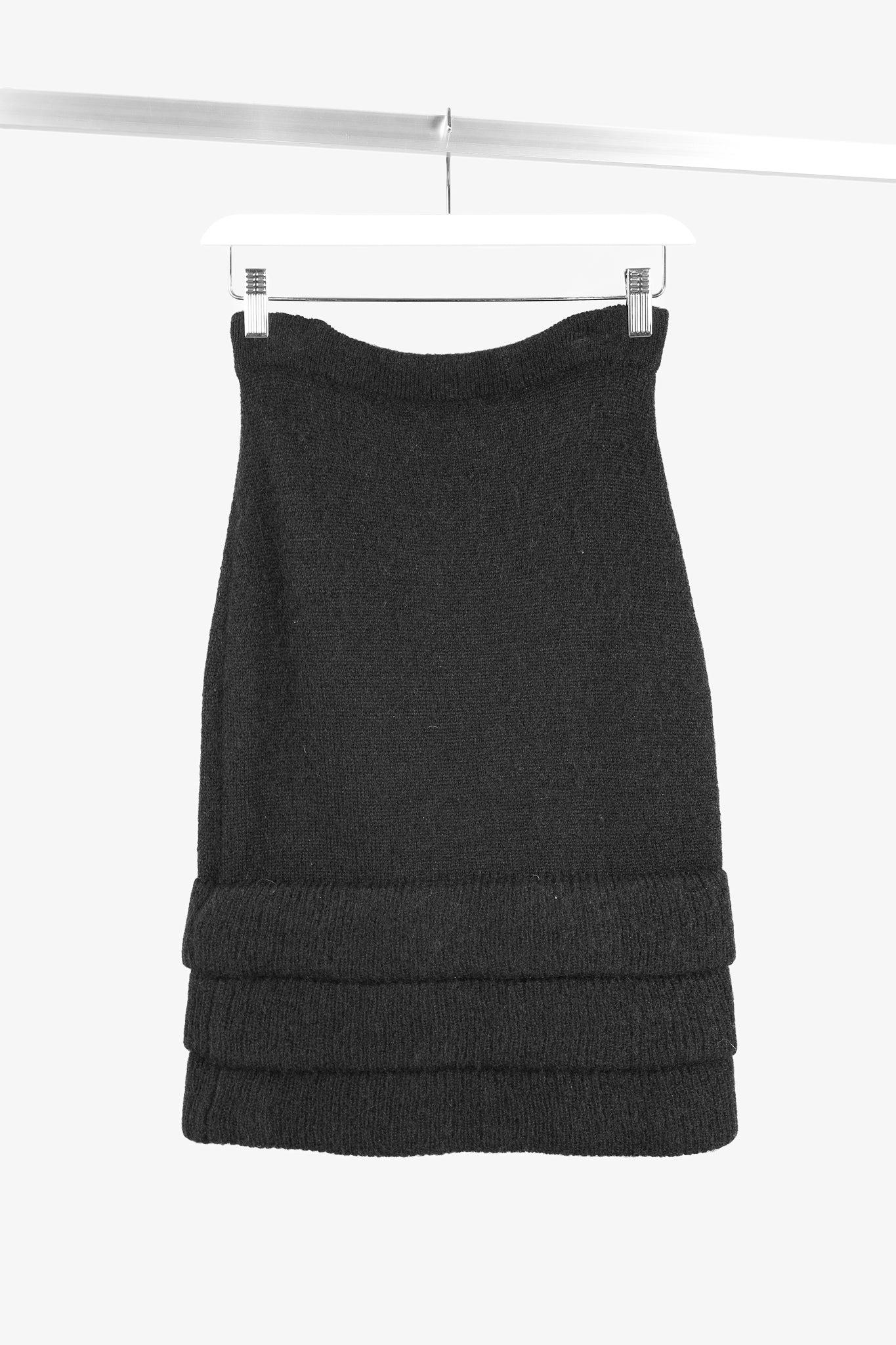 Chanel Black Wool & Mohair Tiered-Hem Skirt