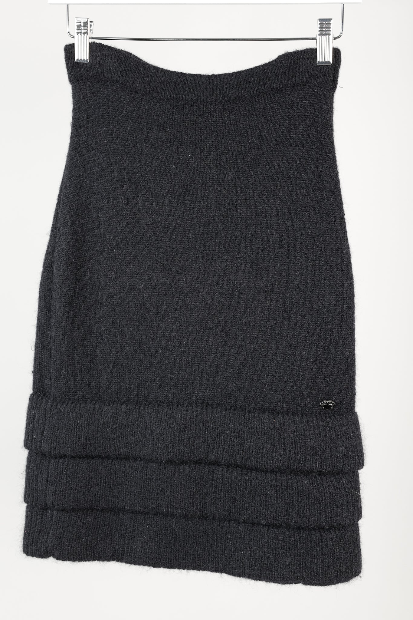 Chanel Black Wool & Mohair Tiered-Hem Skirt