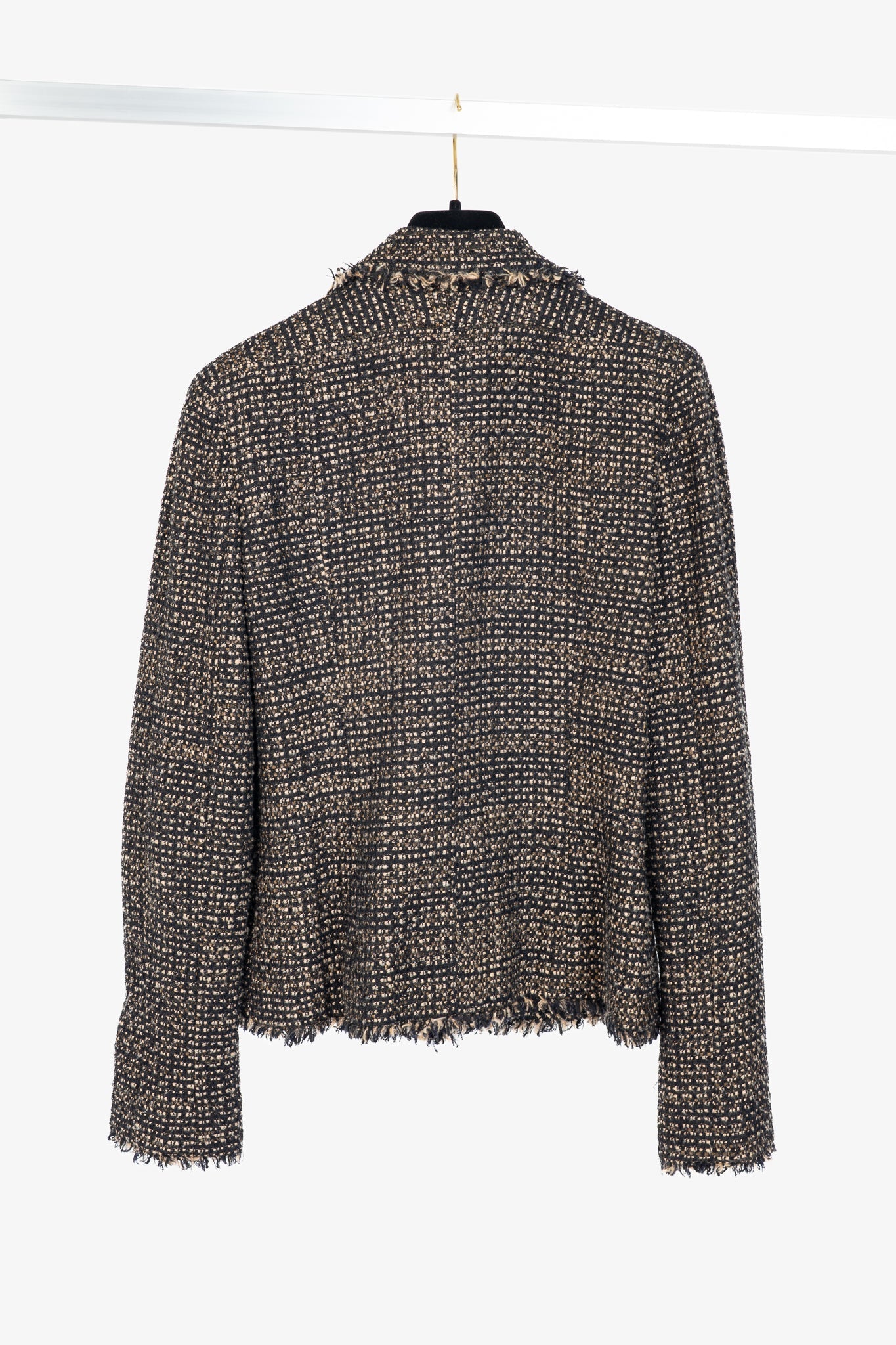 Chanel Brown Wool-Blend Tweed Buttoned Blazer Apparel