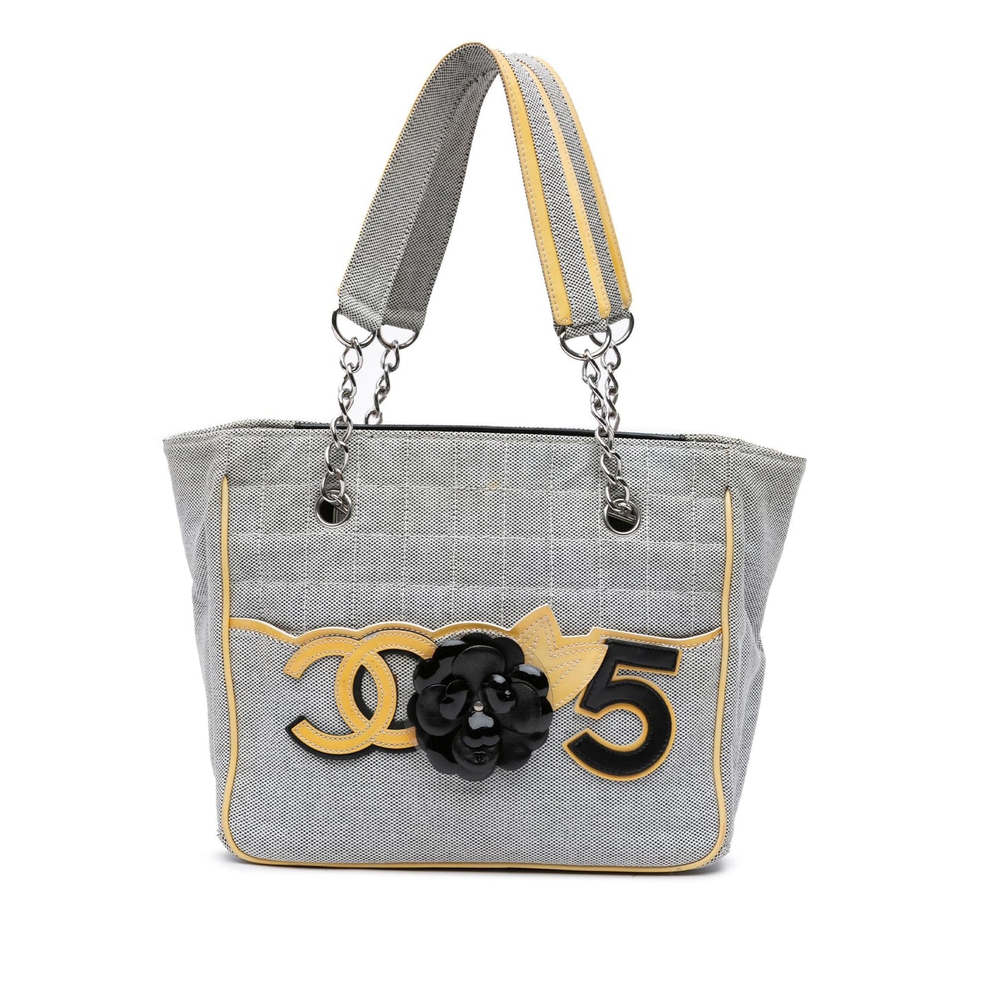 Chanel CC Camellia No. 5 Choco Bar Canvas Tote Bag