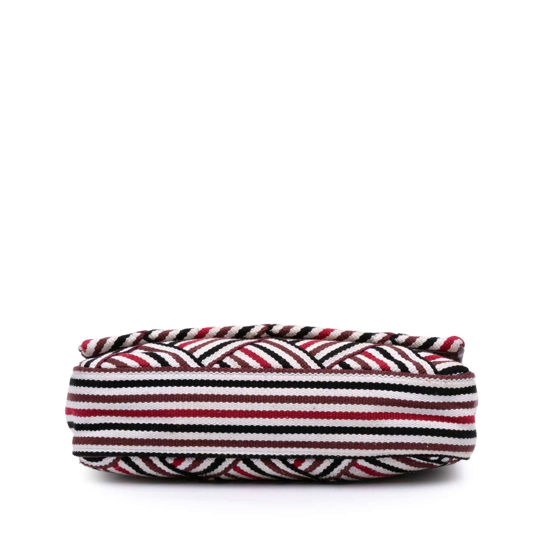 Chanel CC Stripe Flap Canvas Handbag Flap 1