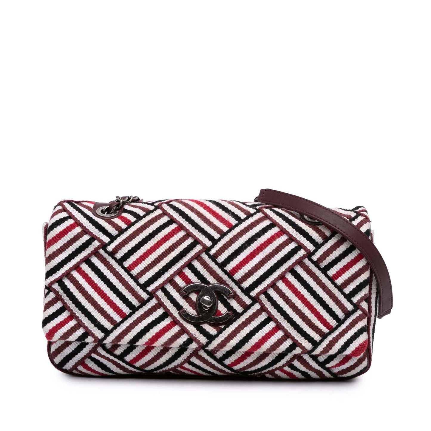 Chanel CC Stripe Flap Canvas Handbag Flap 1