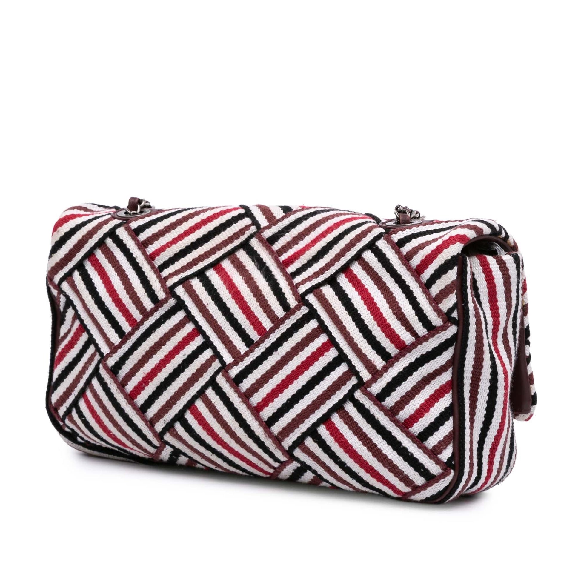 Chanel CC Stripe Flap Canvas Handbag Flap 1
