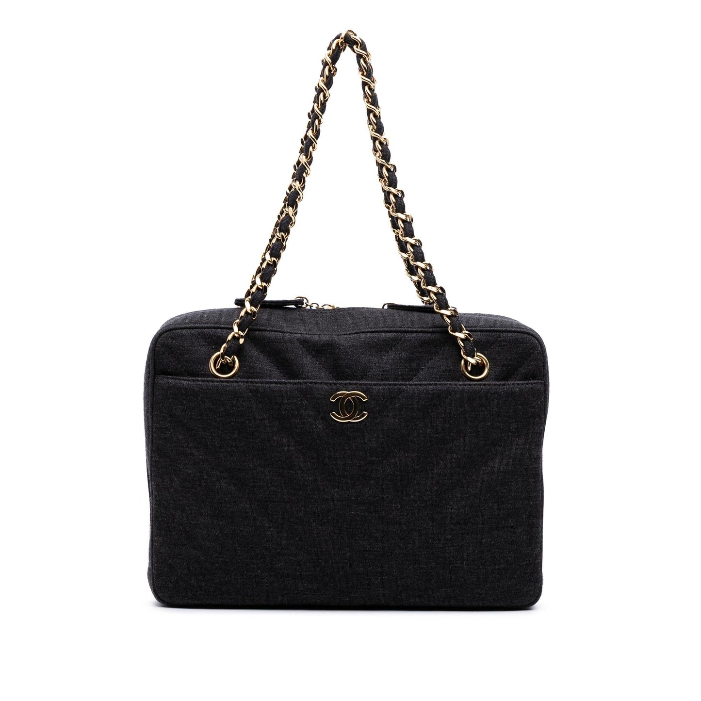 Chanel CC Chevron Jersey Camera Crossbody Bag