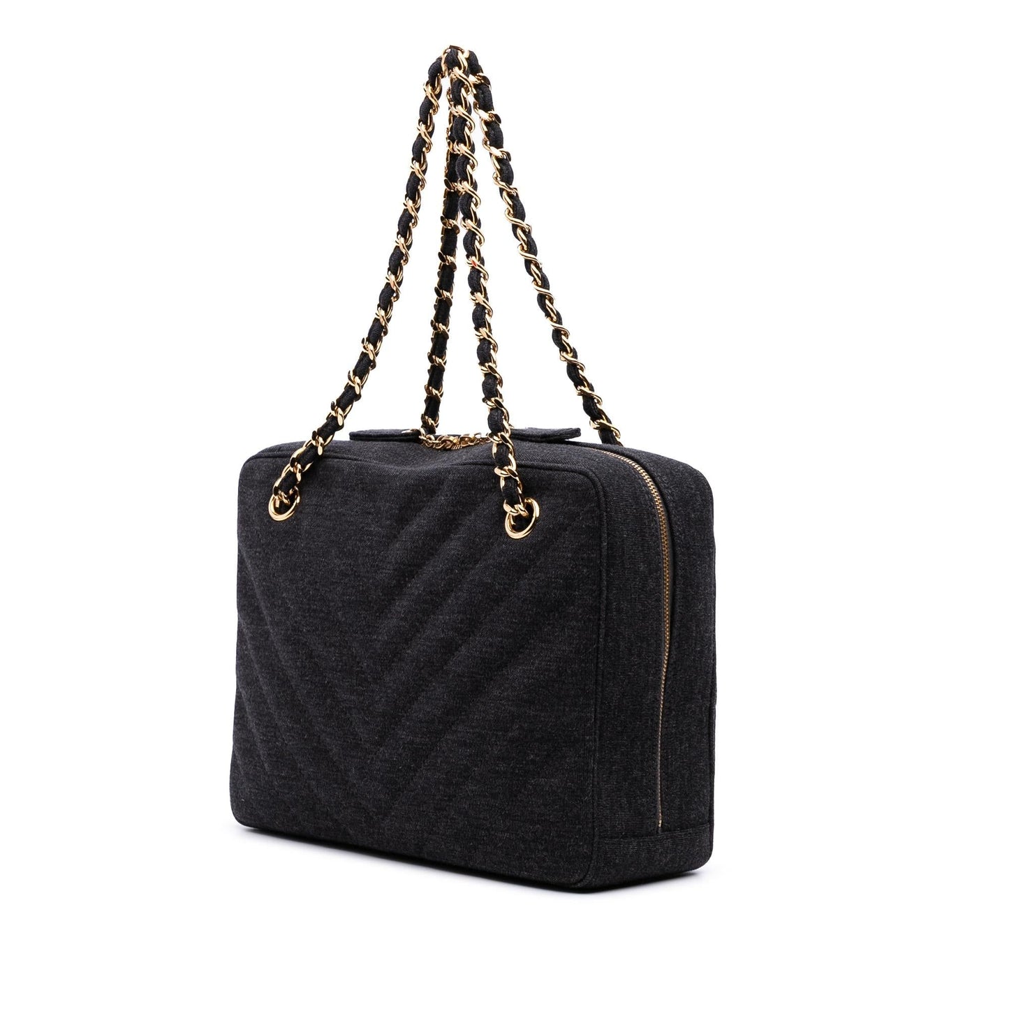 Chanel CC Chevron Jersey Camera Crossbody Bag