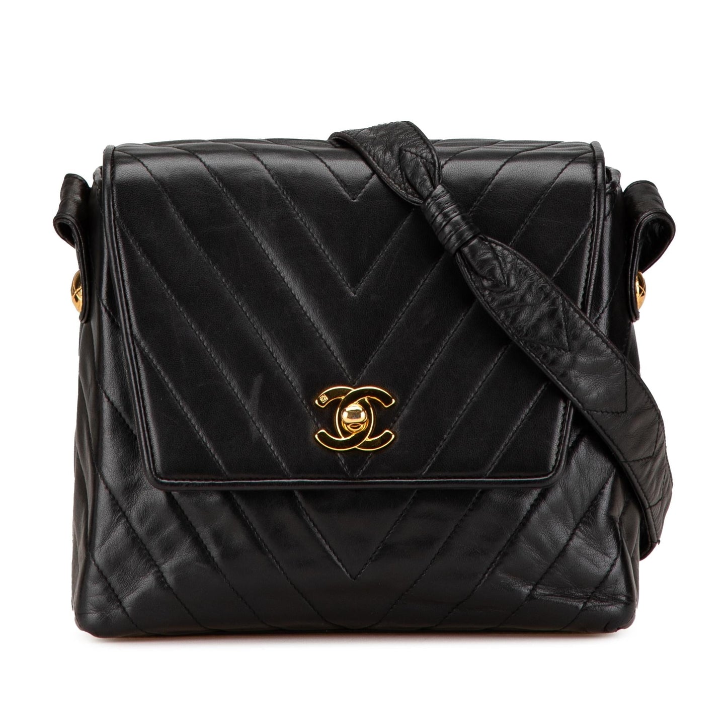 Chanel CC Chevron Lambskin Flap Handbag
