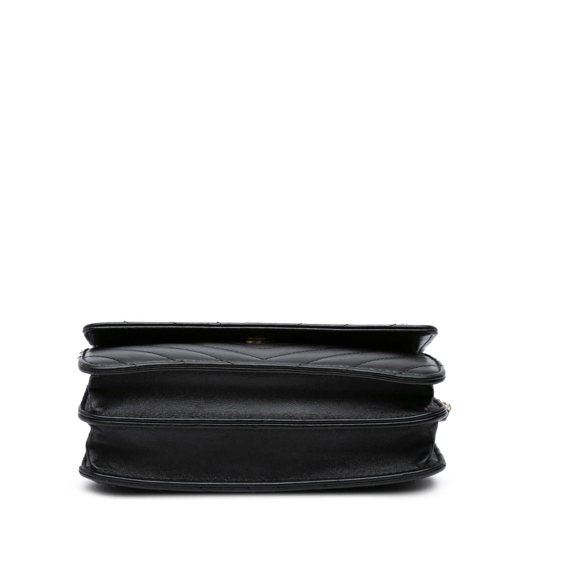 Chanel CC Chevron Lambskin Square On Wallet Case