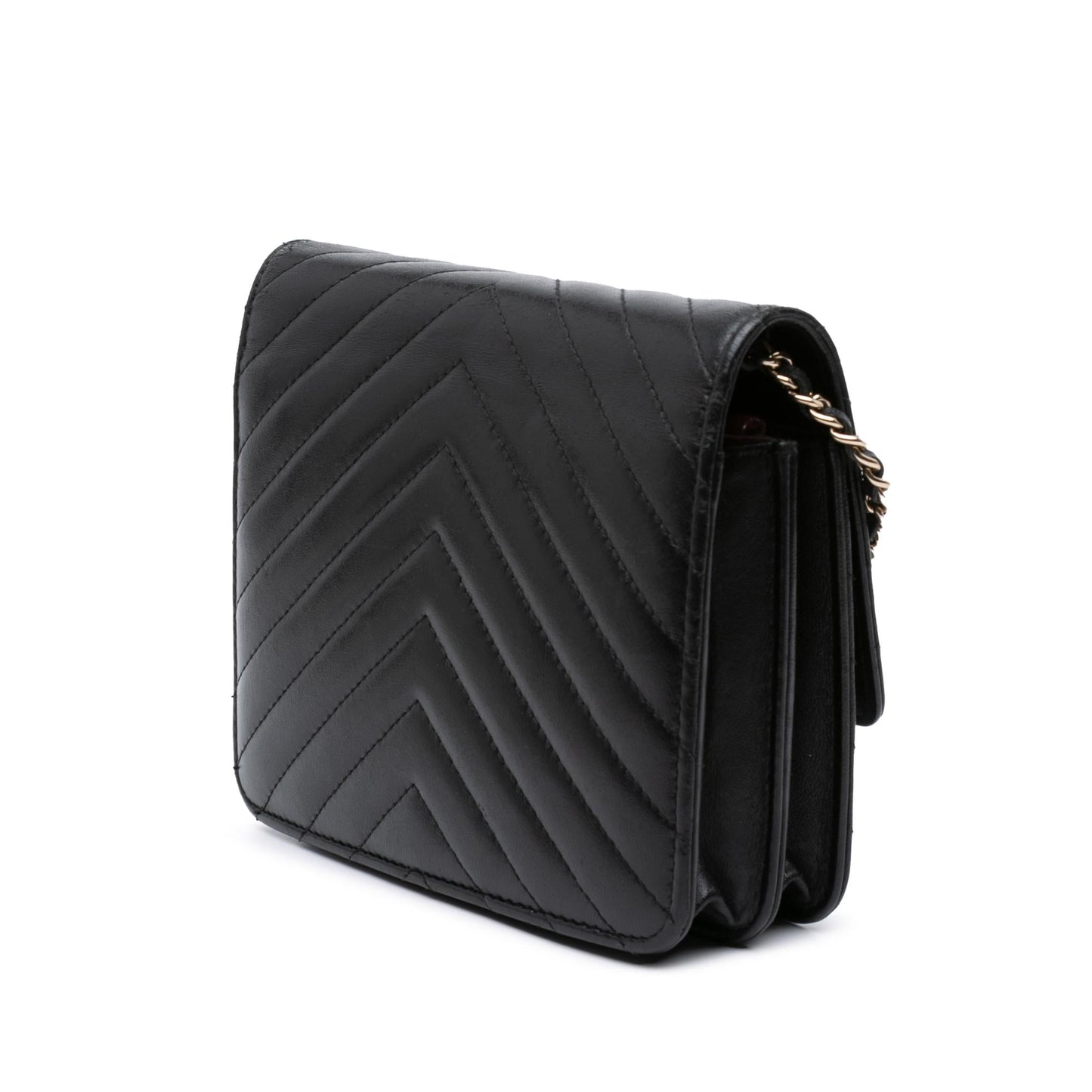 Chanel CC Chevron Lambskin Square On Wallet Case