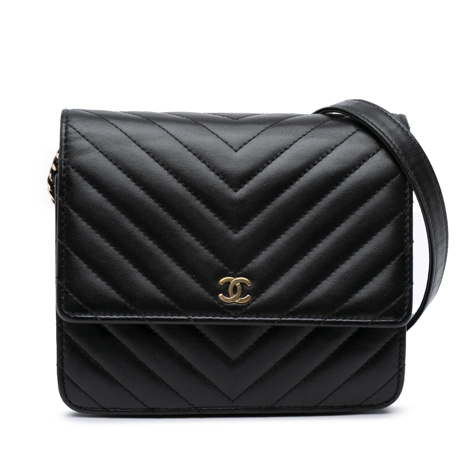 Chanel CC Chevron Lambskin Square On Wallet Case Chain 1
