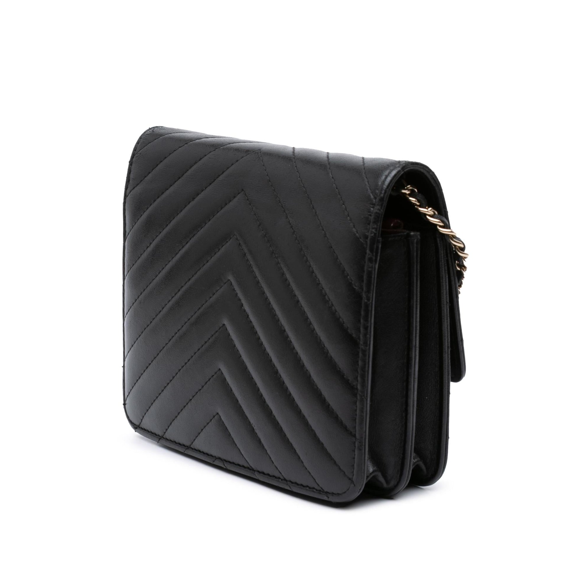 Chanel CC Chevron Lambskin Square On Wallet Case Chain 1