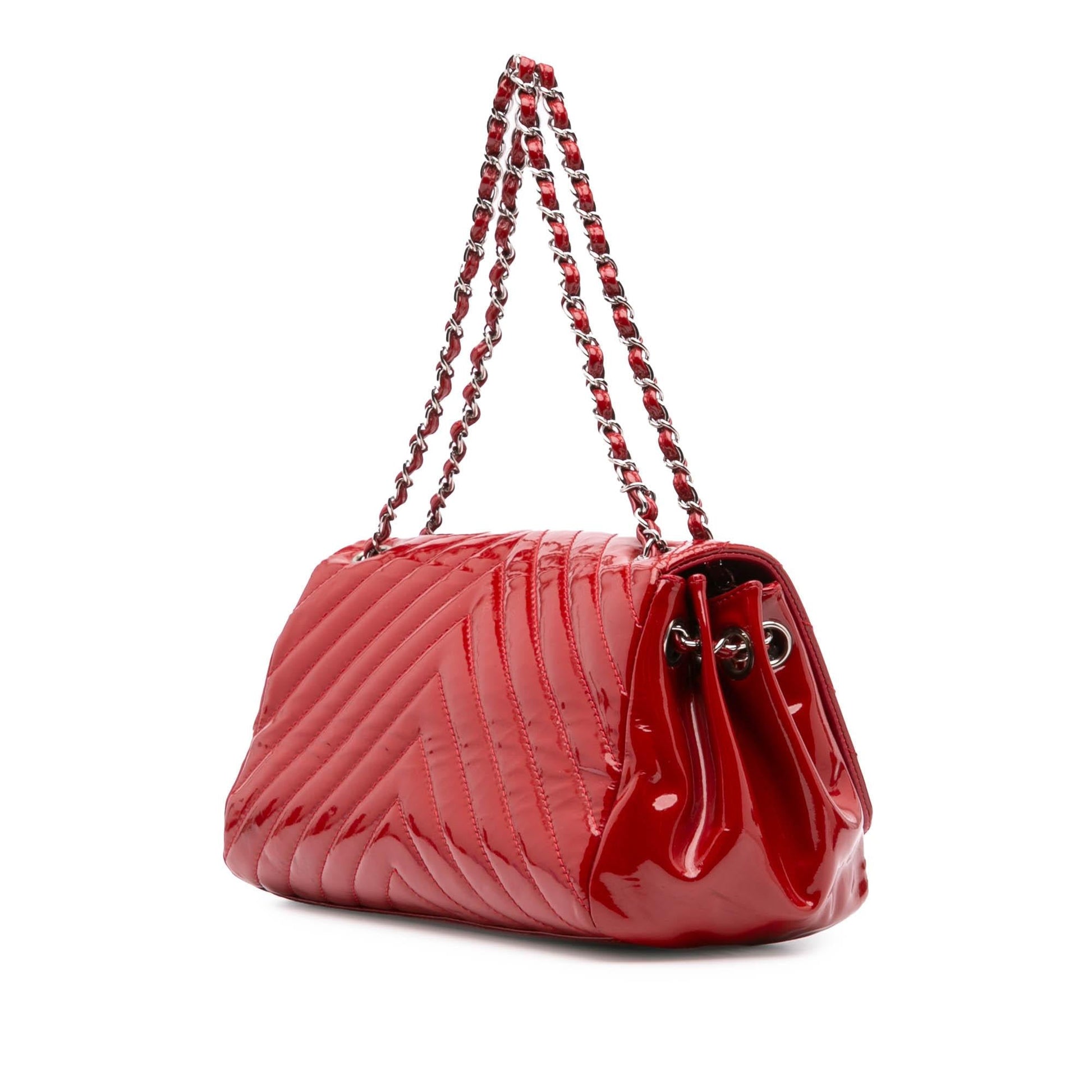 Chanel CC Chevron Patent Accordion Single Flap Handbag Flap 1