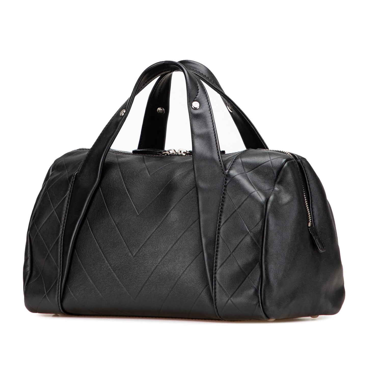 Chanel CC Chevron Quilted Lambskin Boston Handbag