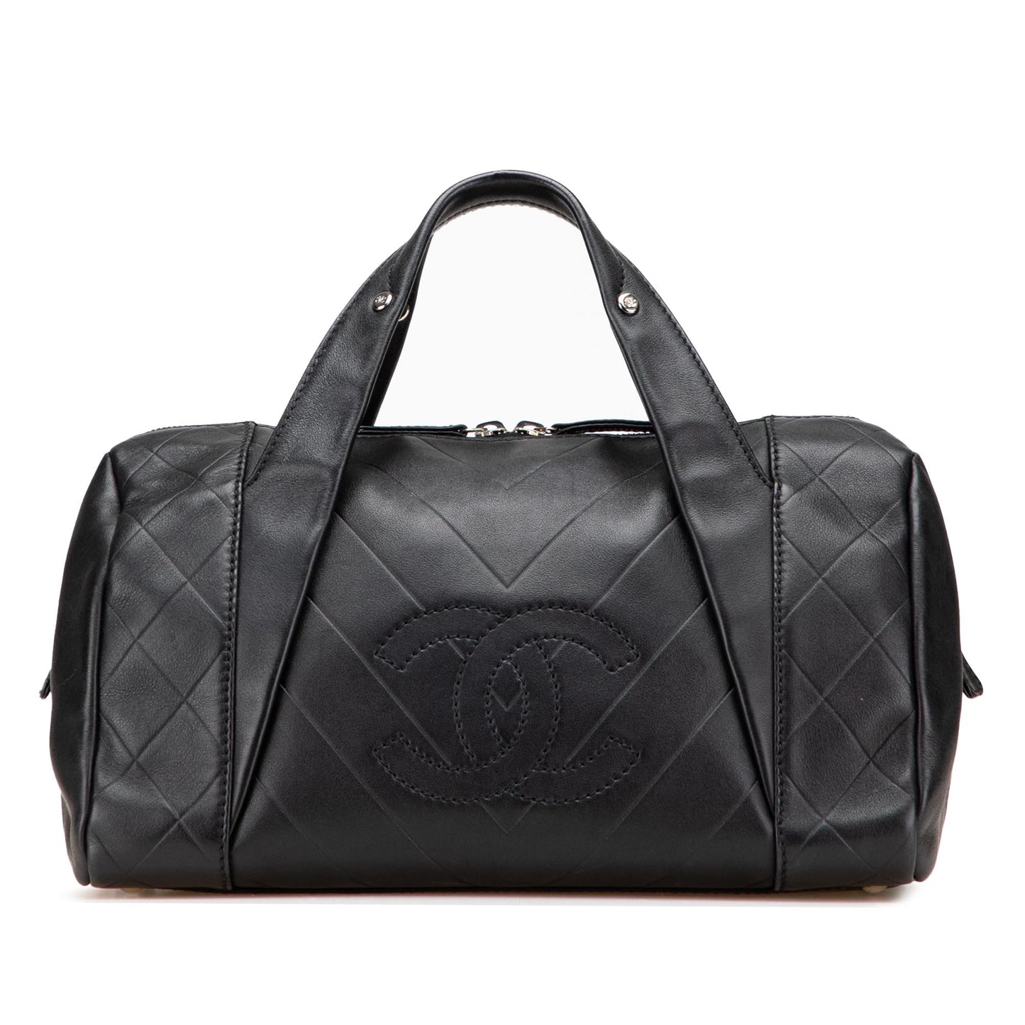 Chanel CC Chevron Quilted Lambskin Boston Handbag Boston 1