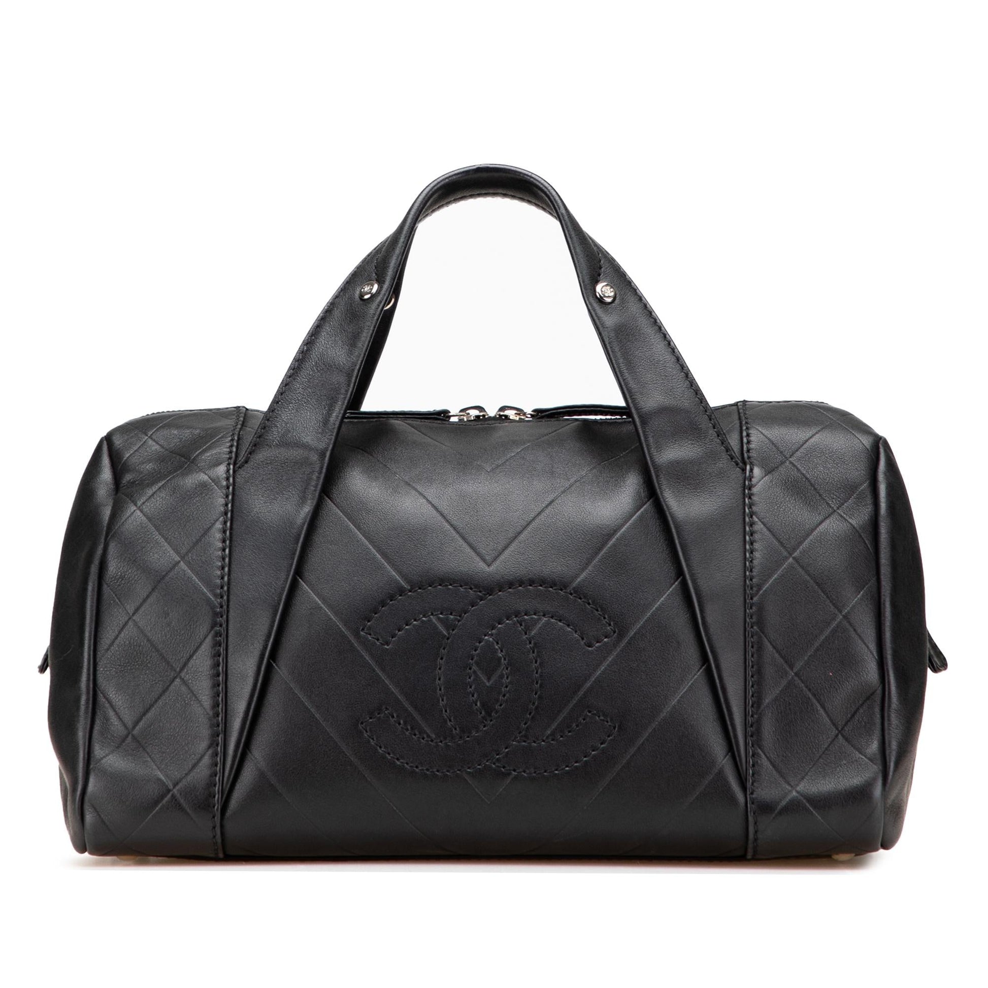 Chanel CC Chevron Quilted Lambskin Boston Handbag Boston 1